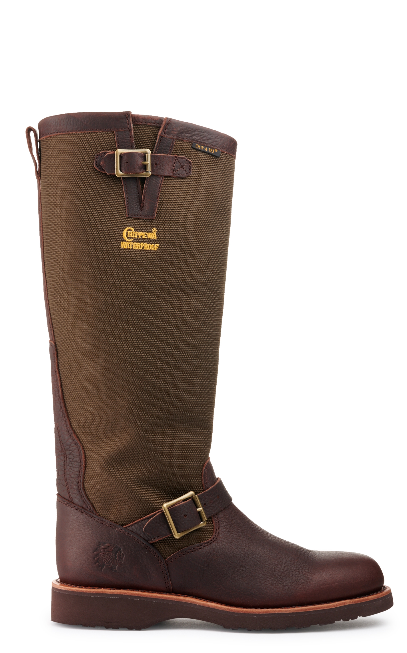 Chippewa Men's Brome Dark Brown and Green Waterproof Round Toe Snake Boot - Image 1
