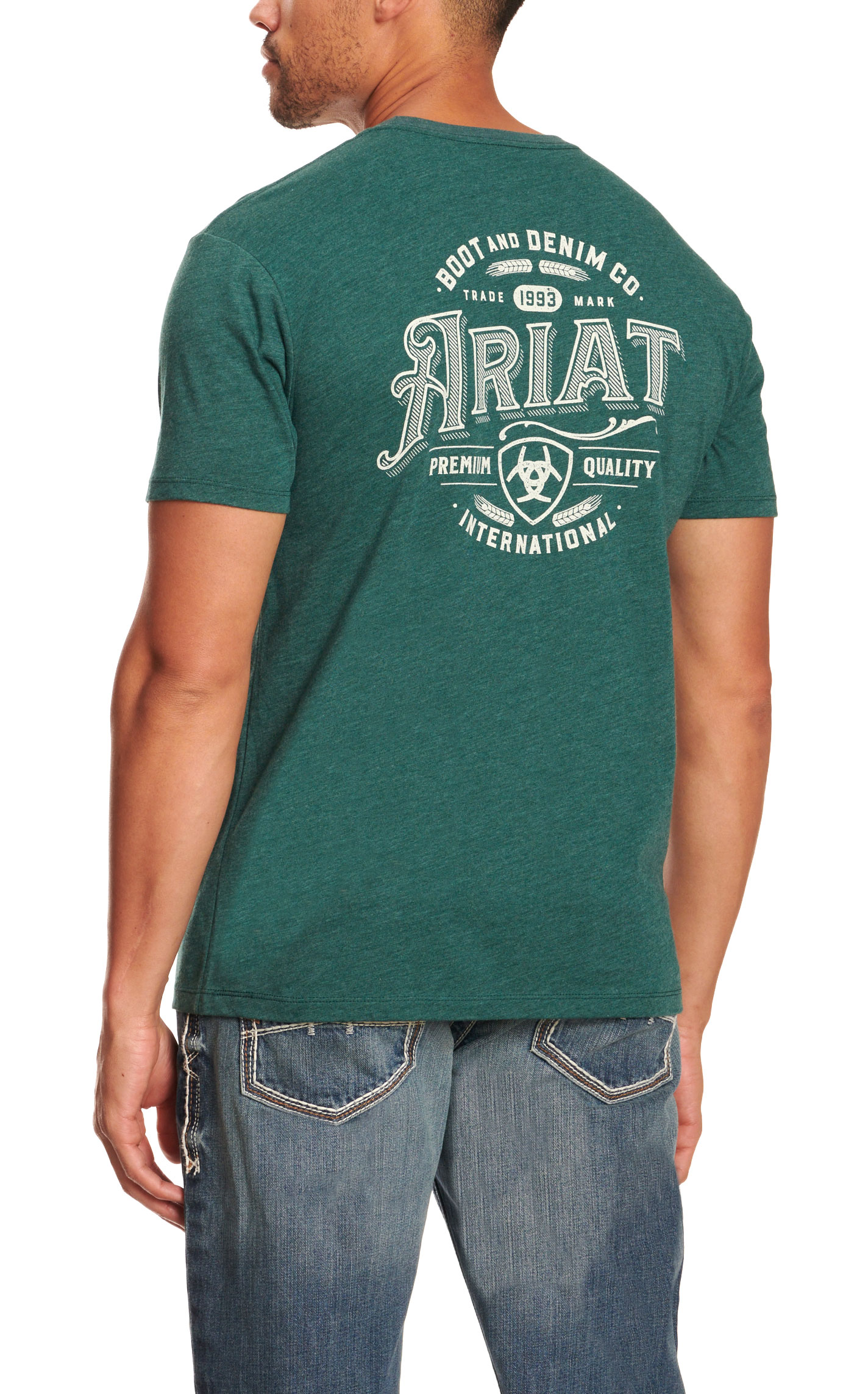 Ariat Men's Soft Forest Green & White Logo Graphic Short Sleeve T-Shirt - Image 1