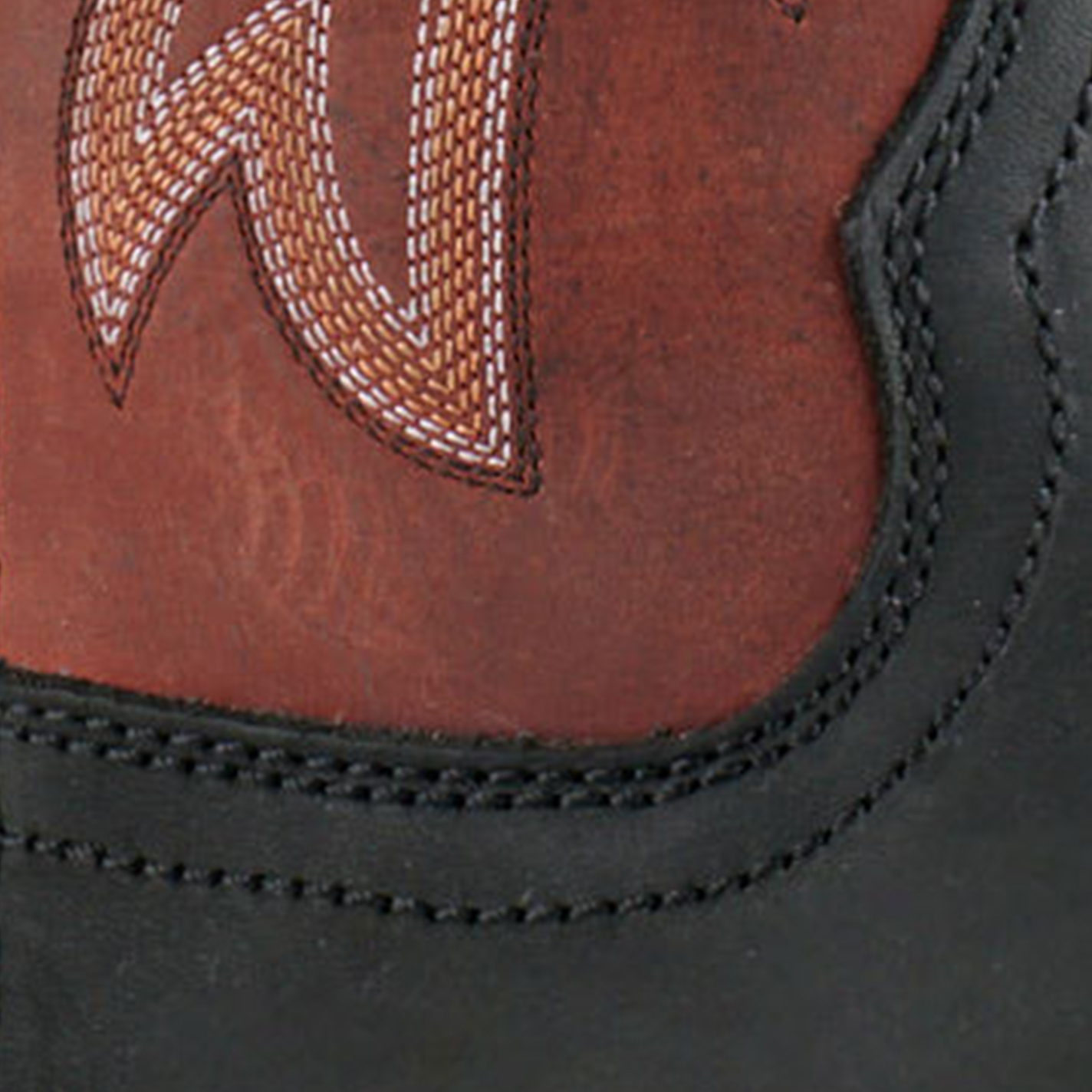 Justin Men's Frontier Tuf Black and Red Wide Square Toe Cowboy Boots - Image 1
