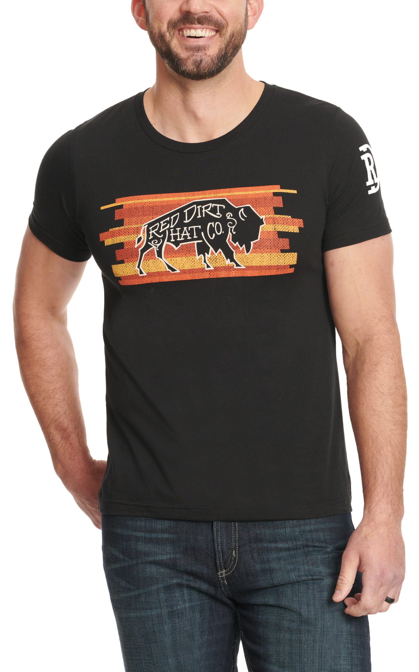 Red Dirt Hat Co. Men's Black Buddy Logo Graphic T-Shirt - Image 1