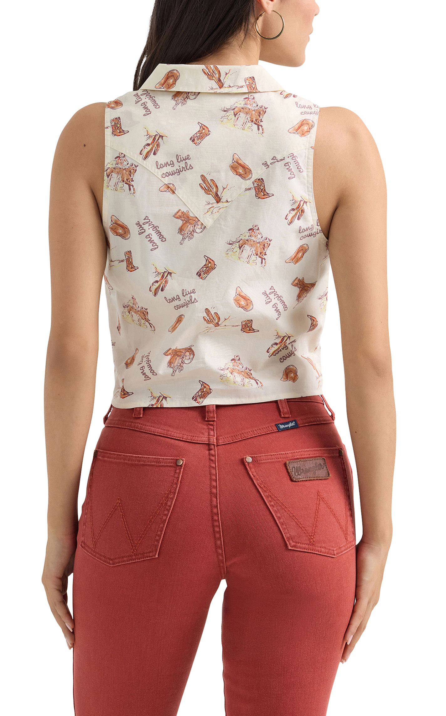 Wrangler Retro Women's White Cowgirls Western Print Top  - Image 1