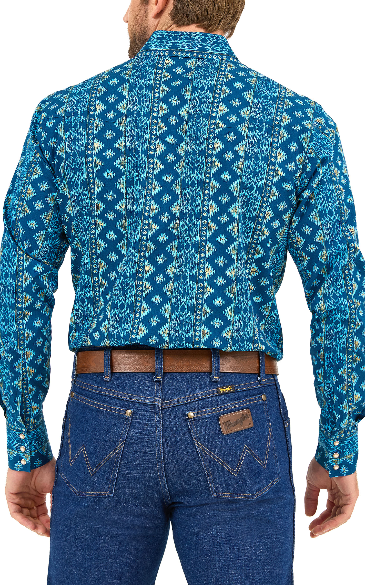 Wrangler Men's Checotah Aegean Aztec Western Shirt - Image 1