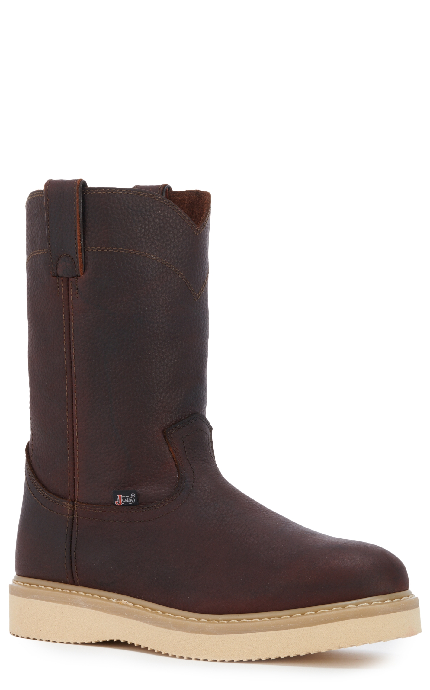 Justin Men's Axe Tan Mahogany Round Toe Work Boot - Image 1