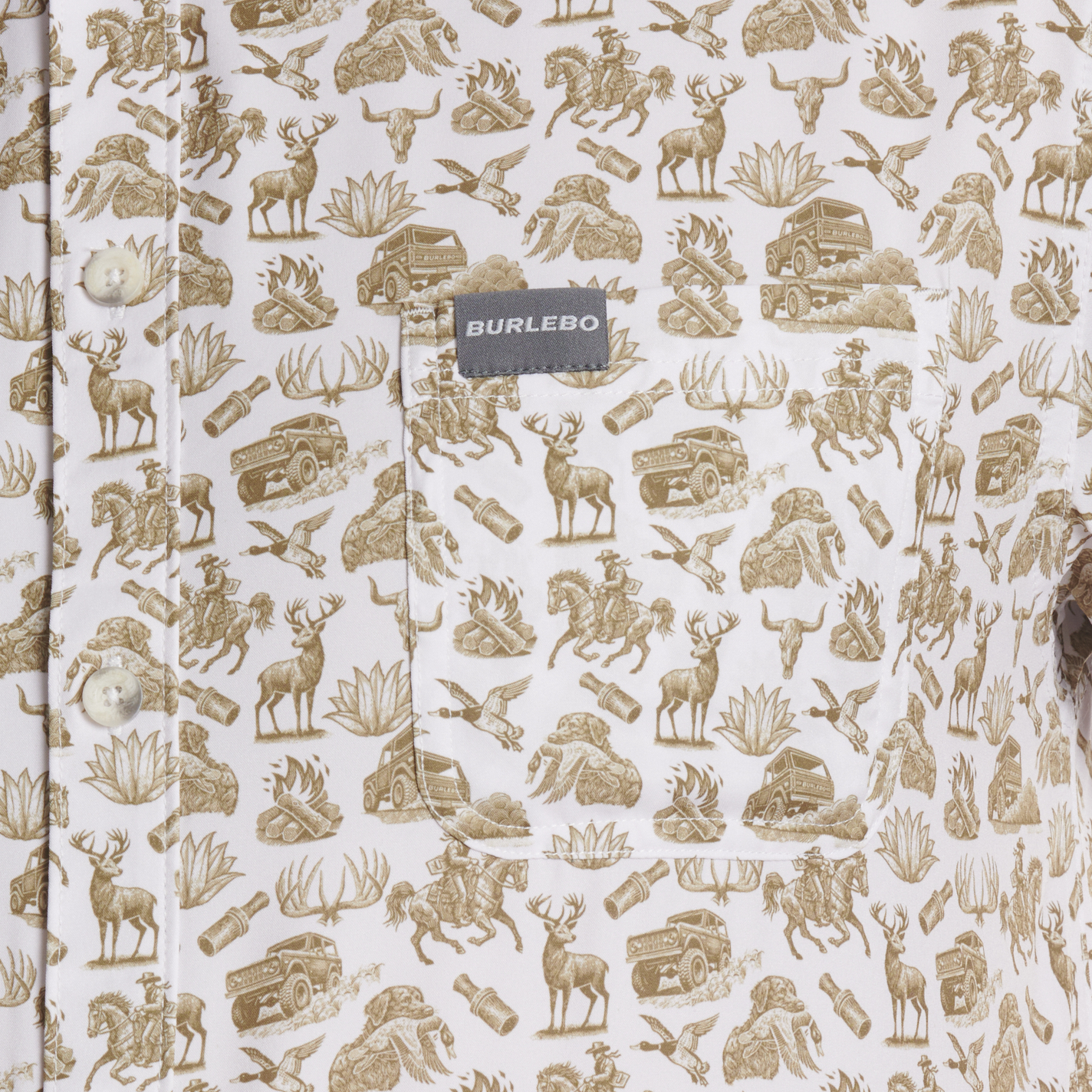 Burlebo Men's Performance White Into The Wild Print Shirt - Image 1
