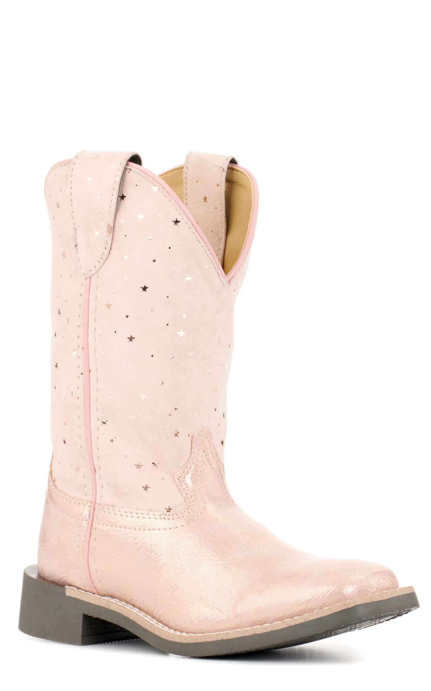 Smoky Mountain Kids' Starlight Pink with Stars Wide Square Toe Cowboy Boots - Image 1