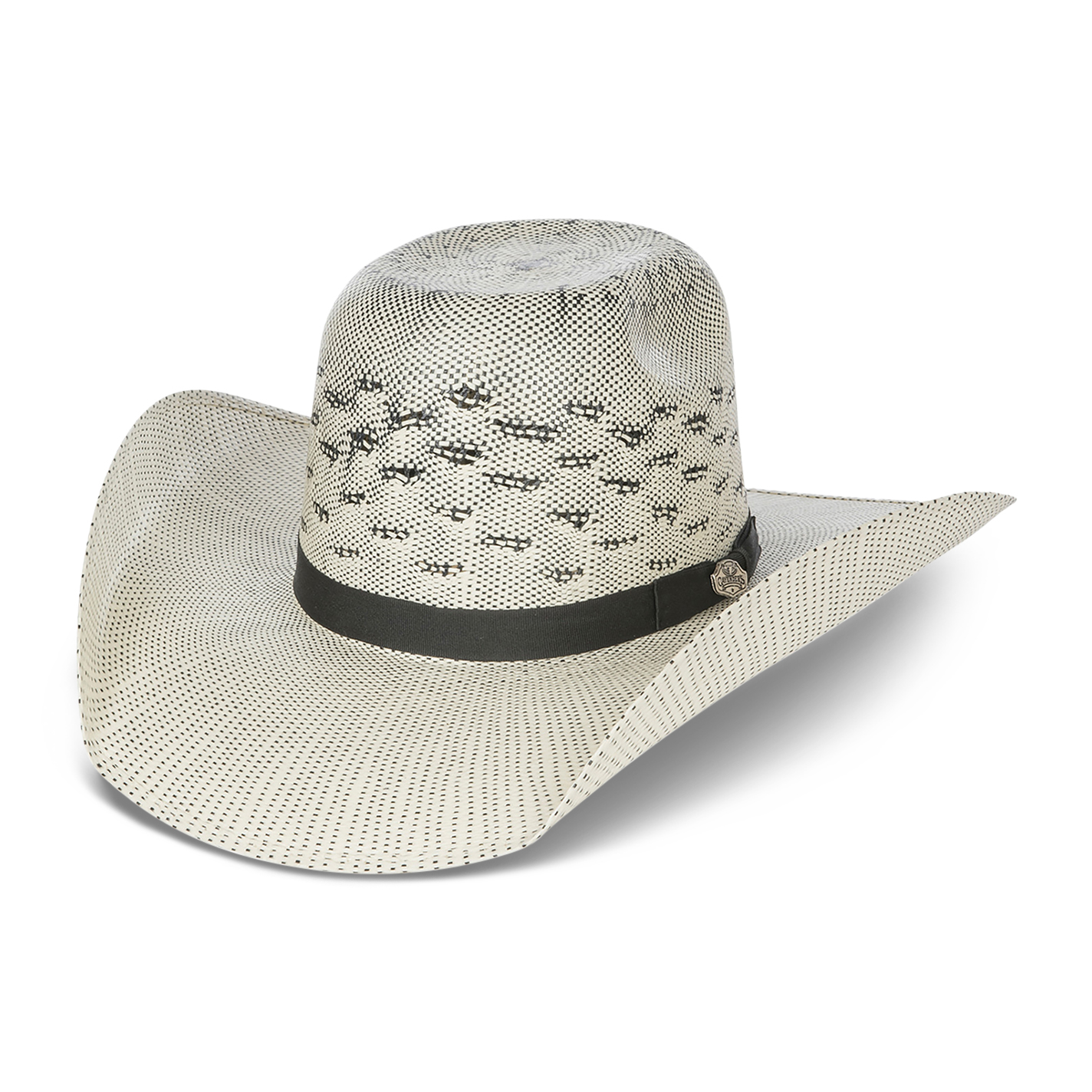 Cavender's Cowboy Collection Black & Ivory Two Tone Bullrider Crown Straw Cowboy Hat - Image 1