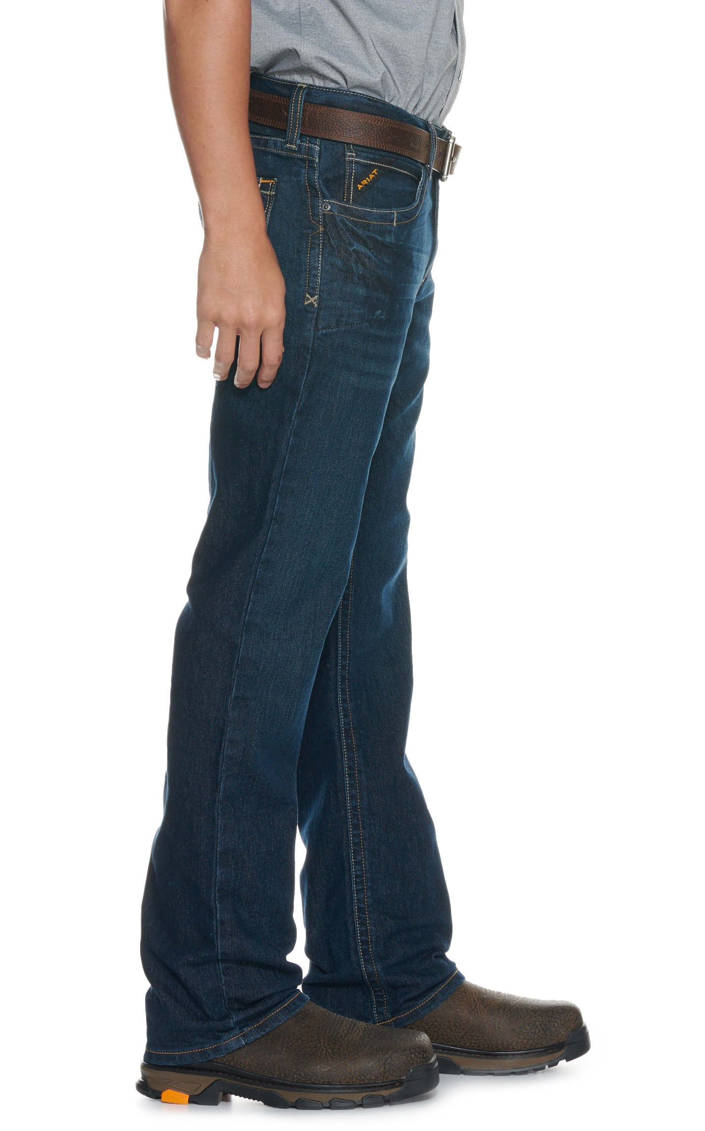 Ariat Men's Rebar M4 Bodie DuraStretch Dark Wash Relaxed Fit Boot Cut Work Jeans - Big & Tall Sizes - Image 3