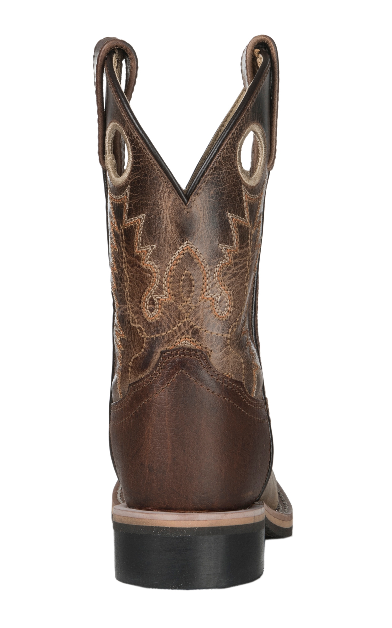 Smoky Mountain Kids Distressed Brown and Waxy Brown Wide Square Toe Cowboy Boots - Image 1