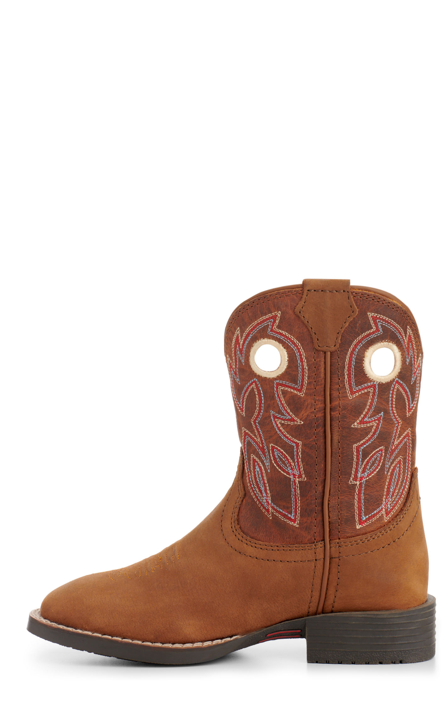 Justin Youth Bowline Junior Brown and Sunset Brown Wide Square Toe Cowboy Boots - Image 1