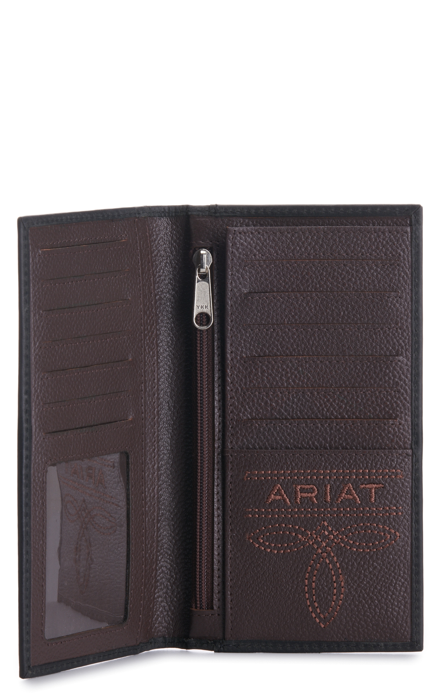 Ariat Men's Black Embossed Logo Checkbook / Rodeo Wallet - Image 1