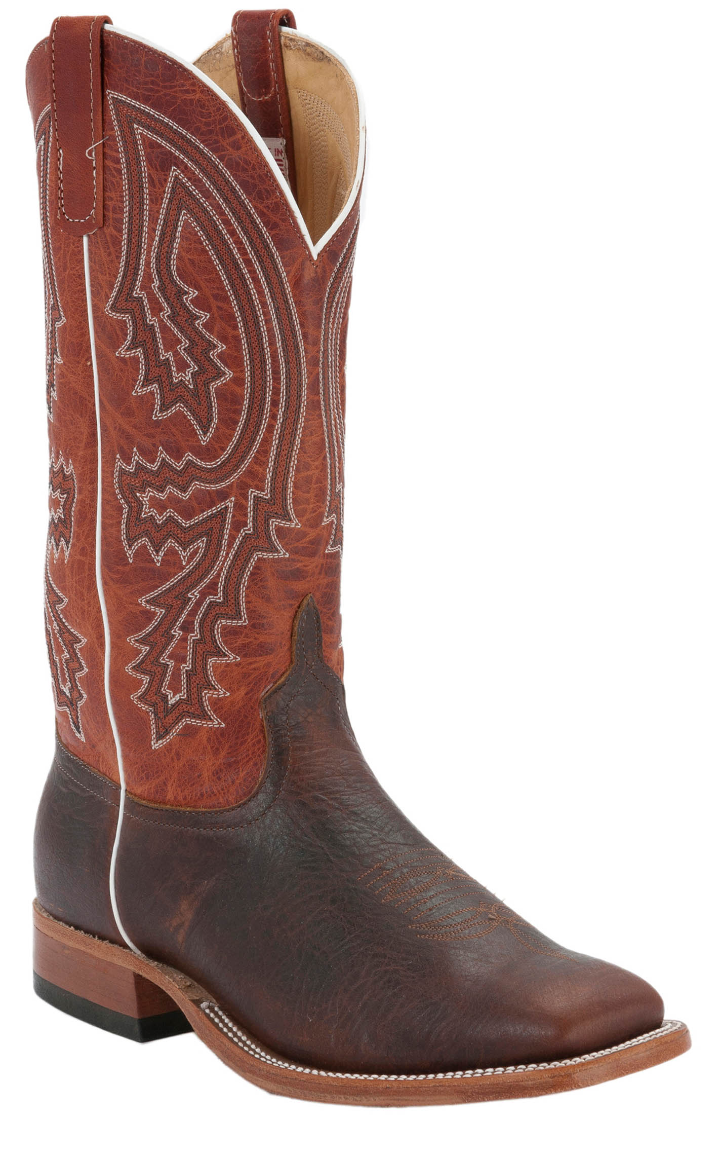 Anderson Bean Men's Brown Bison & Rust Square Toe Cowboy Boot - Image 1
