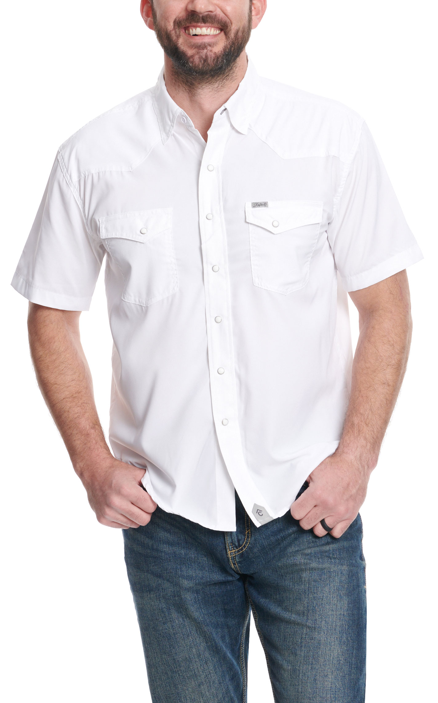 Rafter C Outdoors Men's White Short Sleeve Fishing Shirt - Image 3