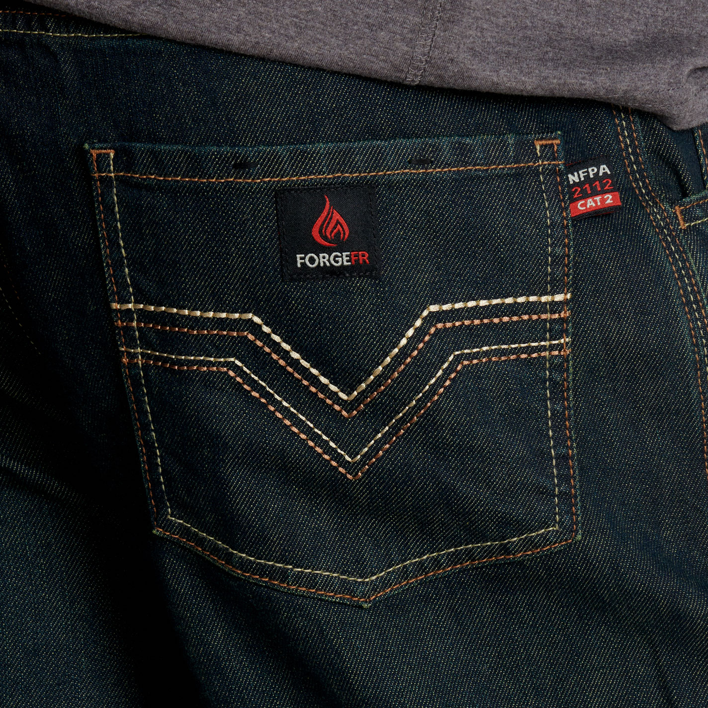 Forge Men's Dark Wash Denim FR Straight Leg Jeans - Image 2