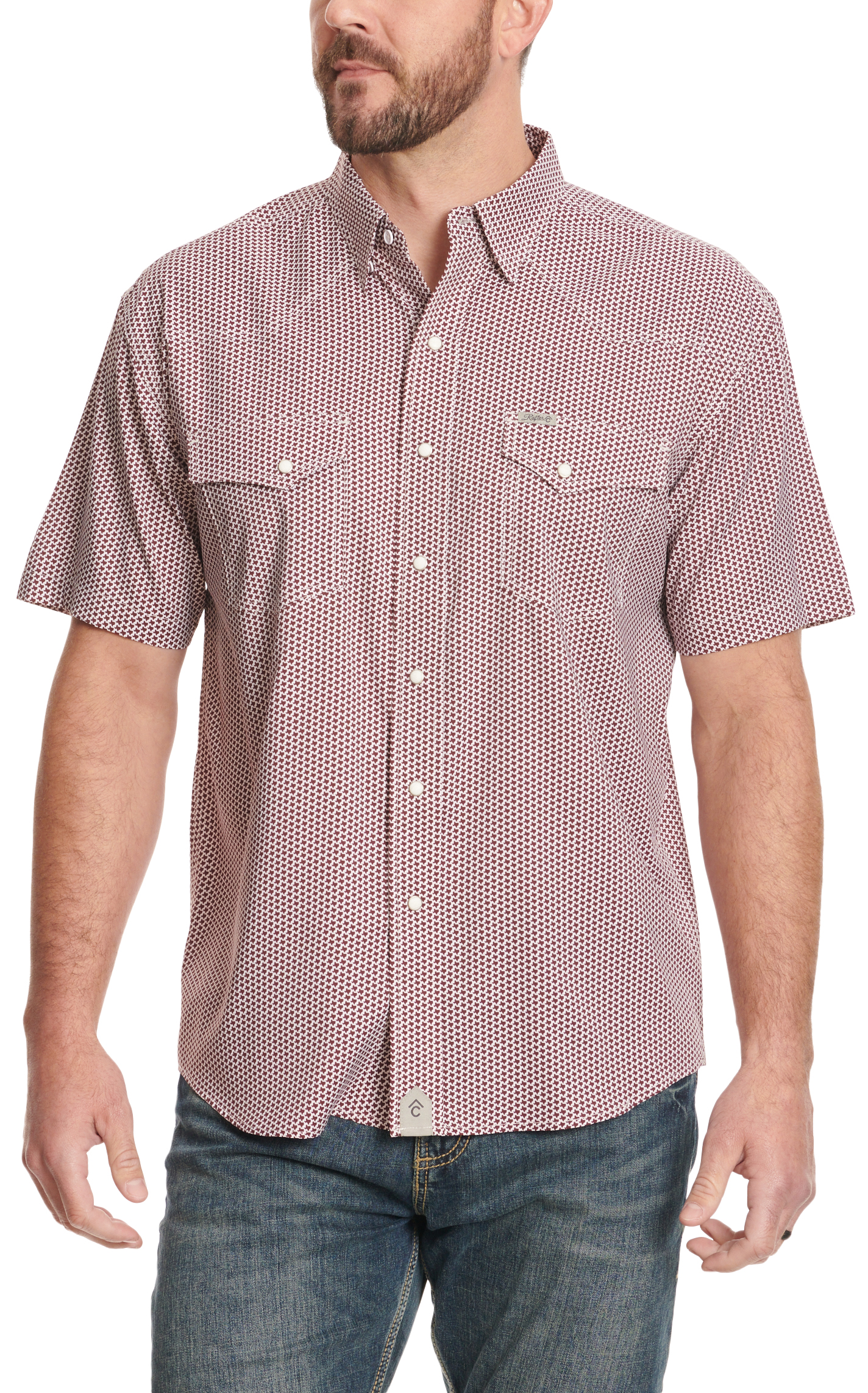Rafter C Outdoors Men's White & Burgundy Texas Print Fishing Shirt - Image 2