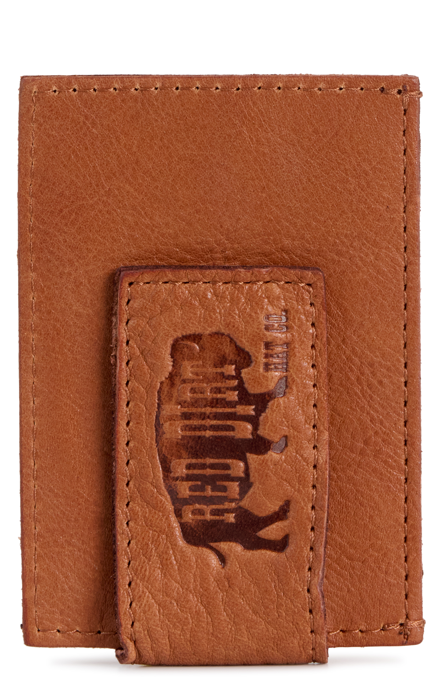 Red Dirt Hat Co. Brown Leather Logo Money Clip Card Case - Image 1