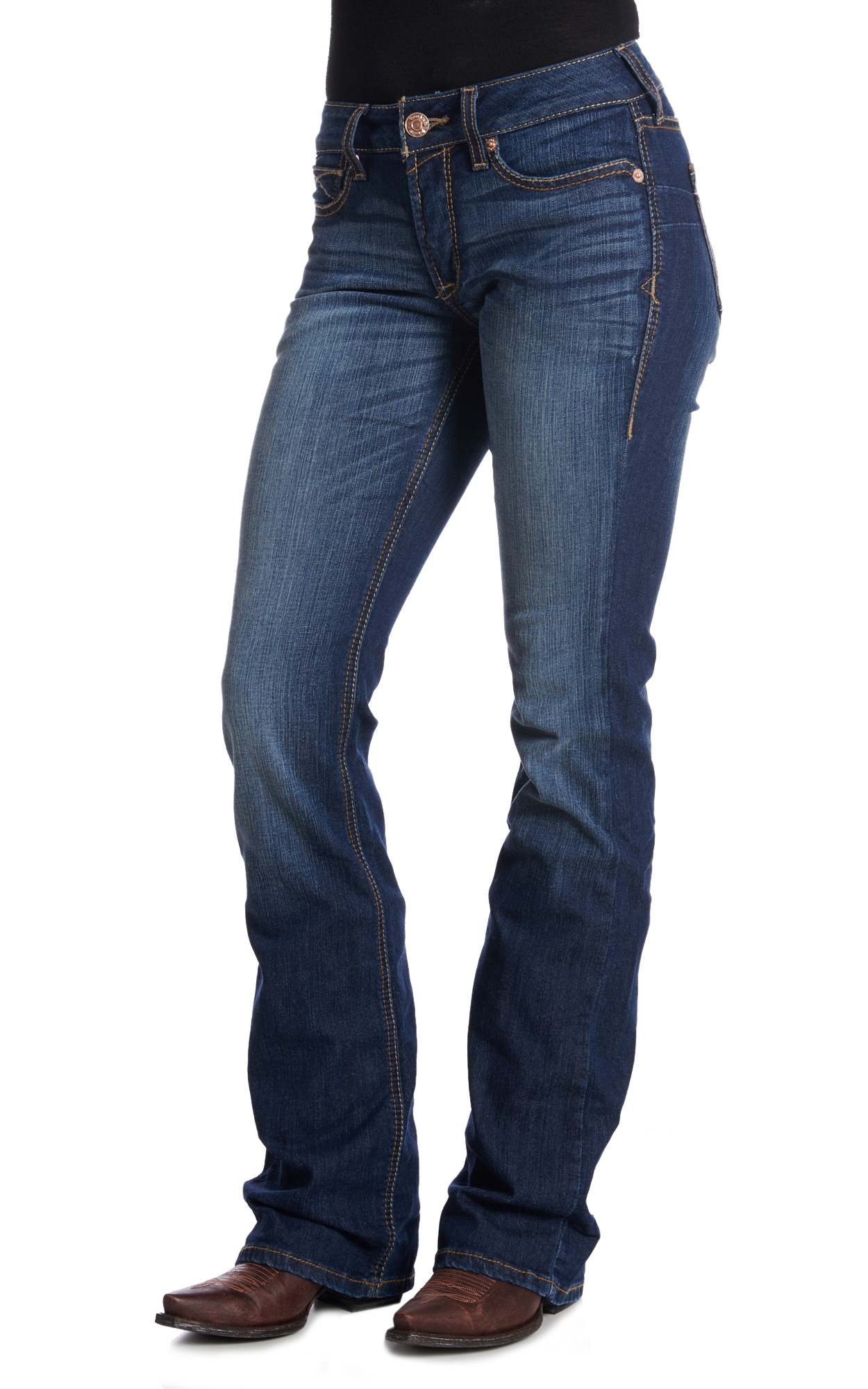 Ariat Women's REAL Rosa Dark Wash Relax Fit Boot Cut Jeans - Image 1