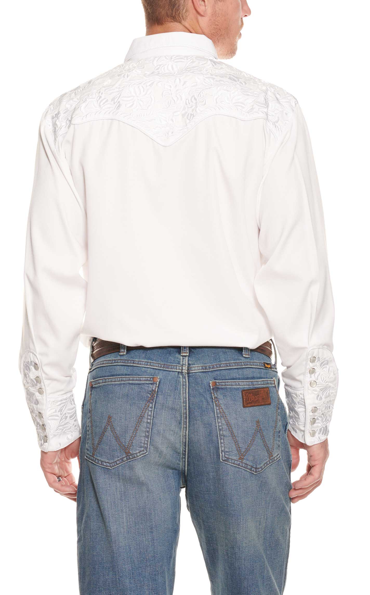 Scully Men's Legends Gunfighter White On White Long Sleeve Western Shirt - Image 1