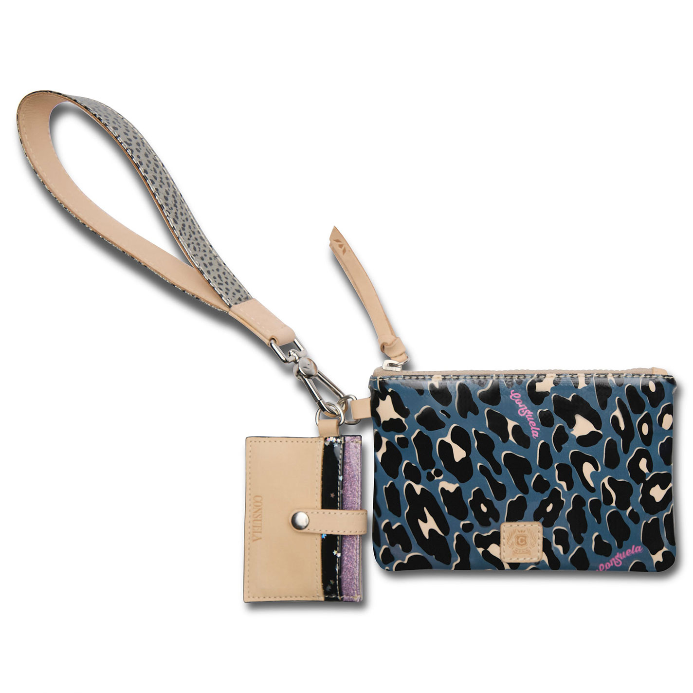 Consuela Dani Slate Blue & Black Leopard Print Combi Wallet - Image 1