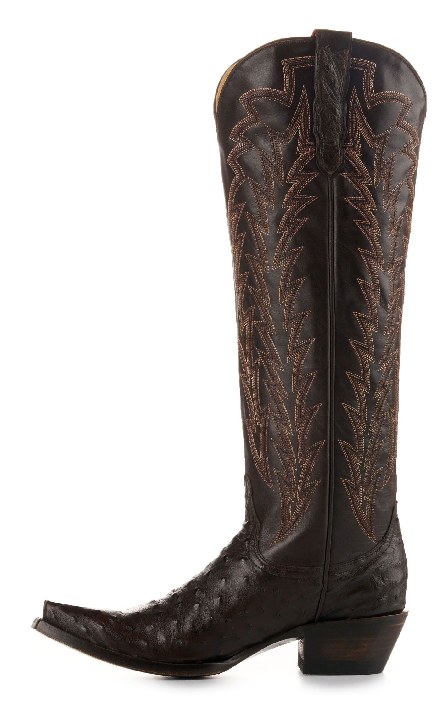 JRC & Sons Women’s Jacqueline Nicotine Full Quill Ostrich Snip Toe Tall Cowboy Boots - Image 1