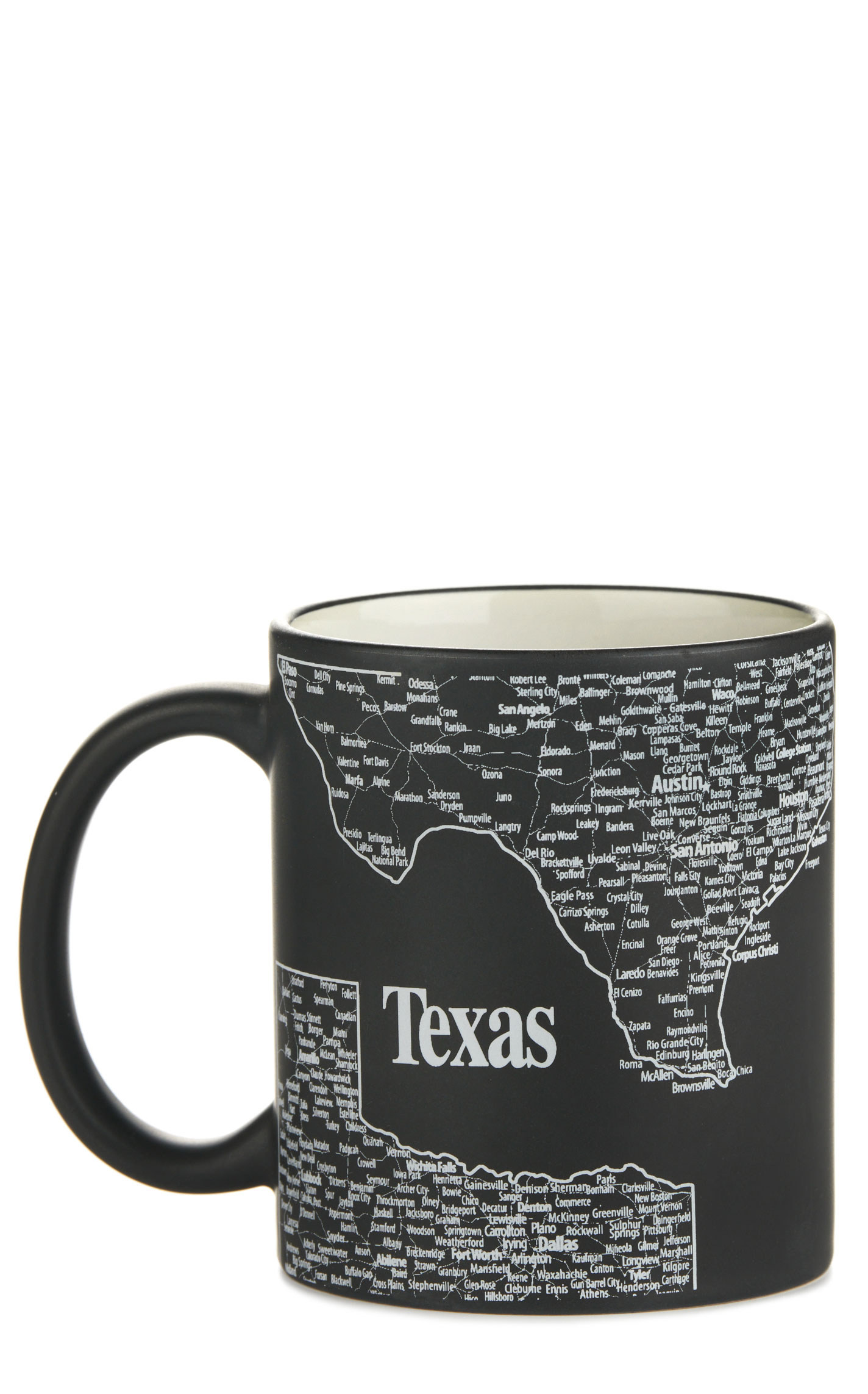 Texas Products Black Matte & White Texas Map Mug - Image 1