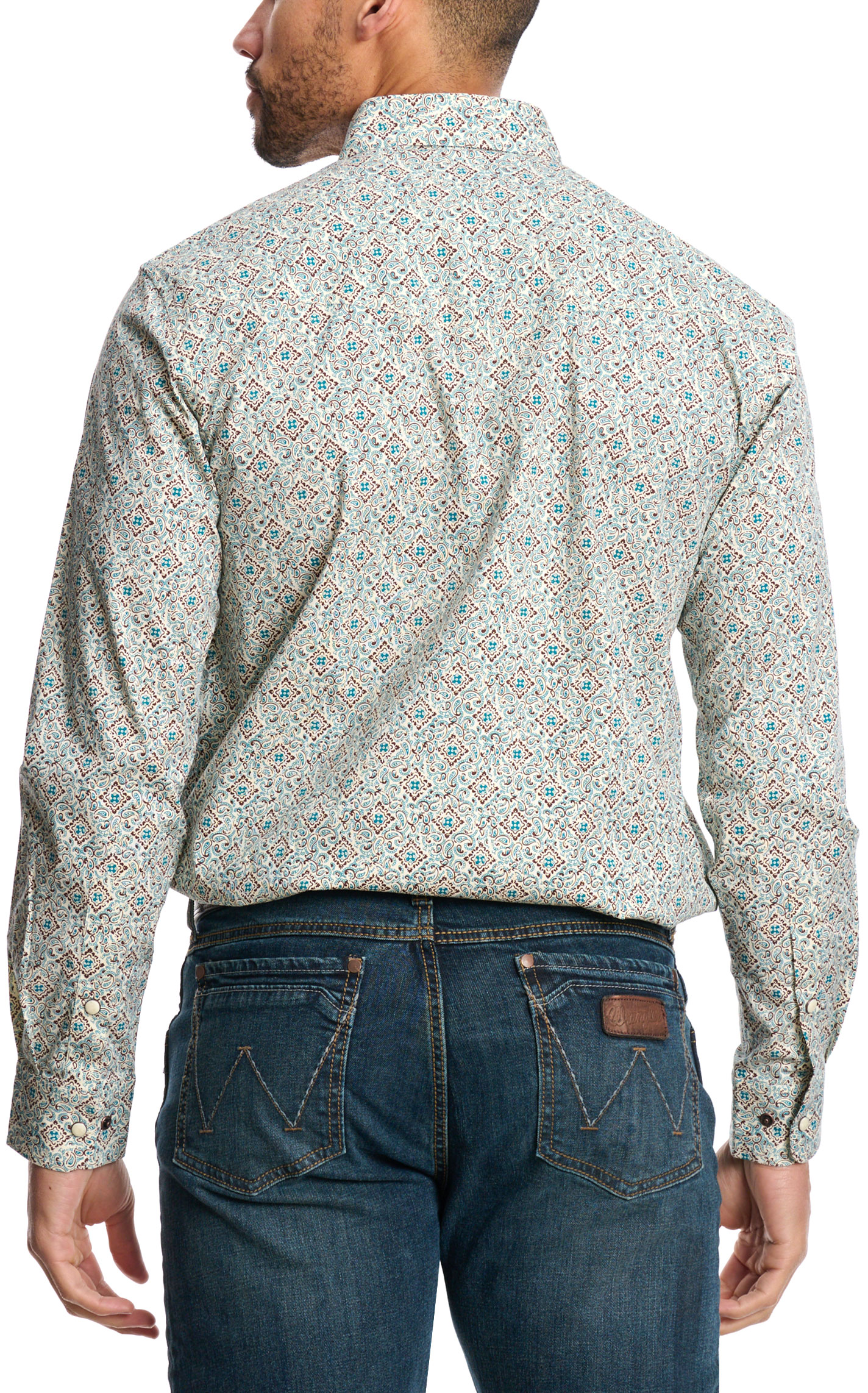 Rafter C Men's ProFlex45 Turquoise Paisley Wallpaper Western Shirt - Image 1