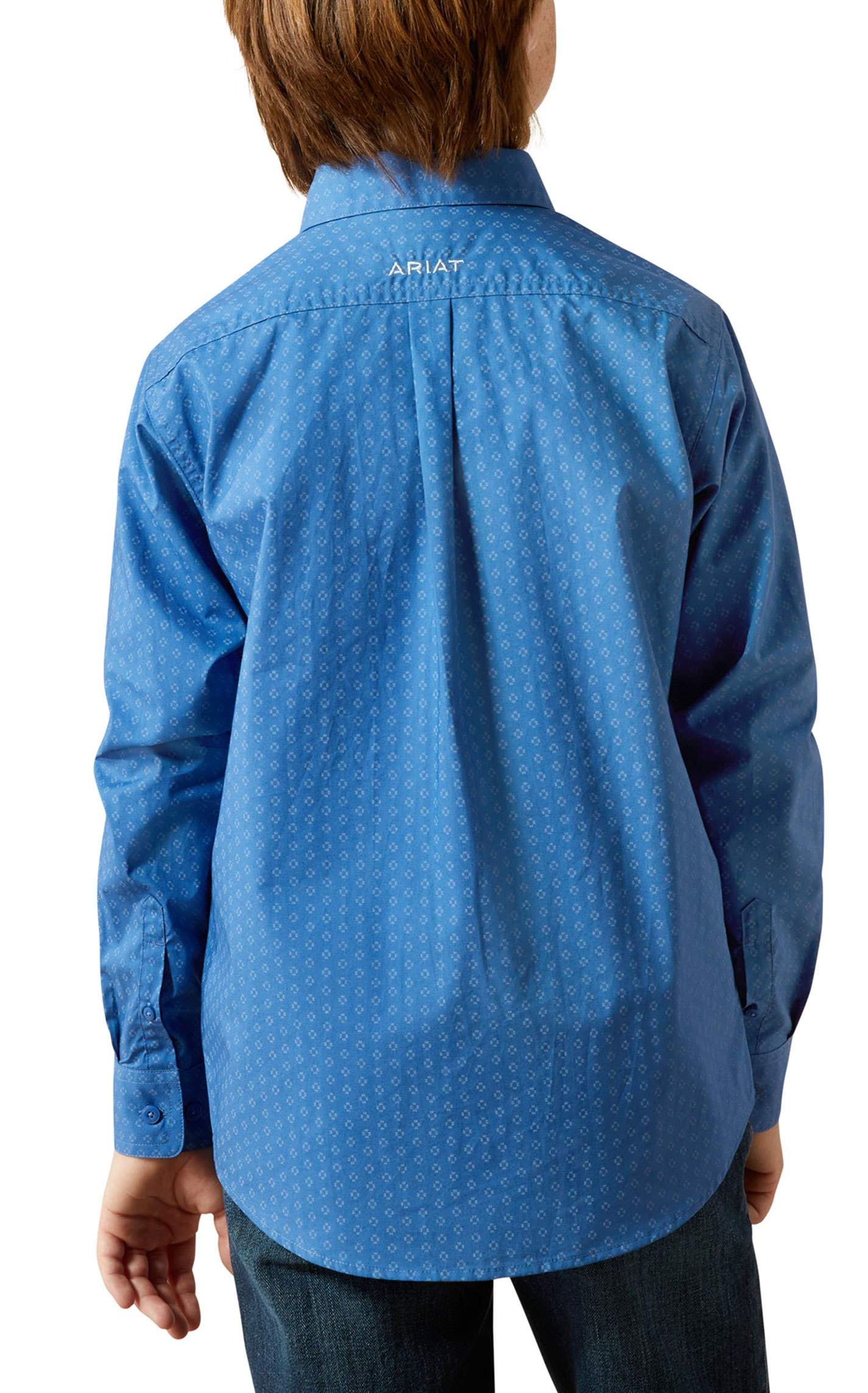 Ariat Boy's Stratford Blue Geo Print Western Shirt - Image 1