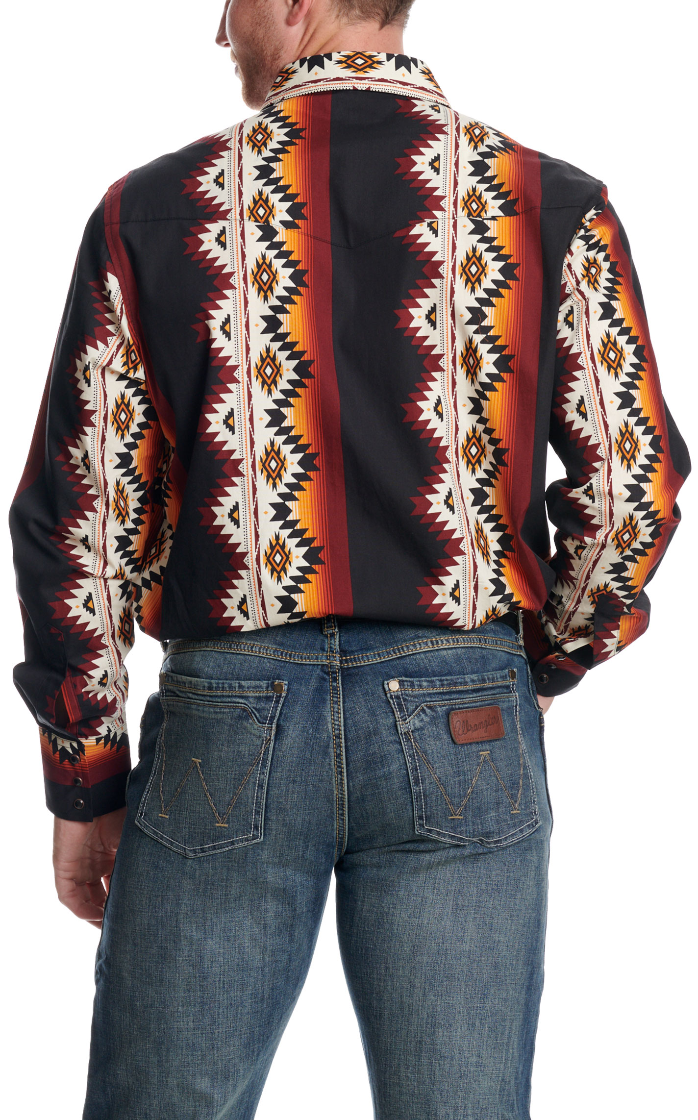 Checotah Men's Black Aztec Print Western Shirt - Image 1