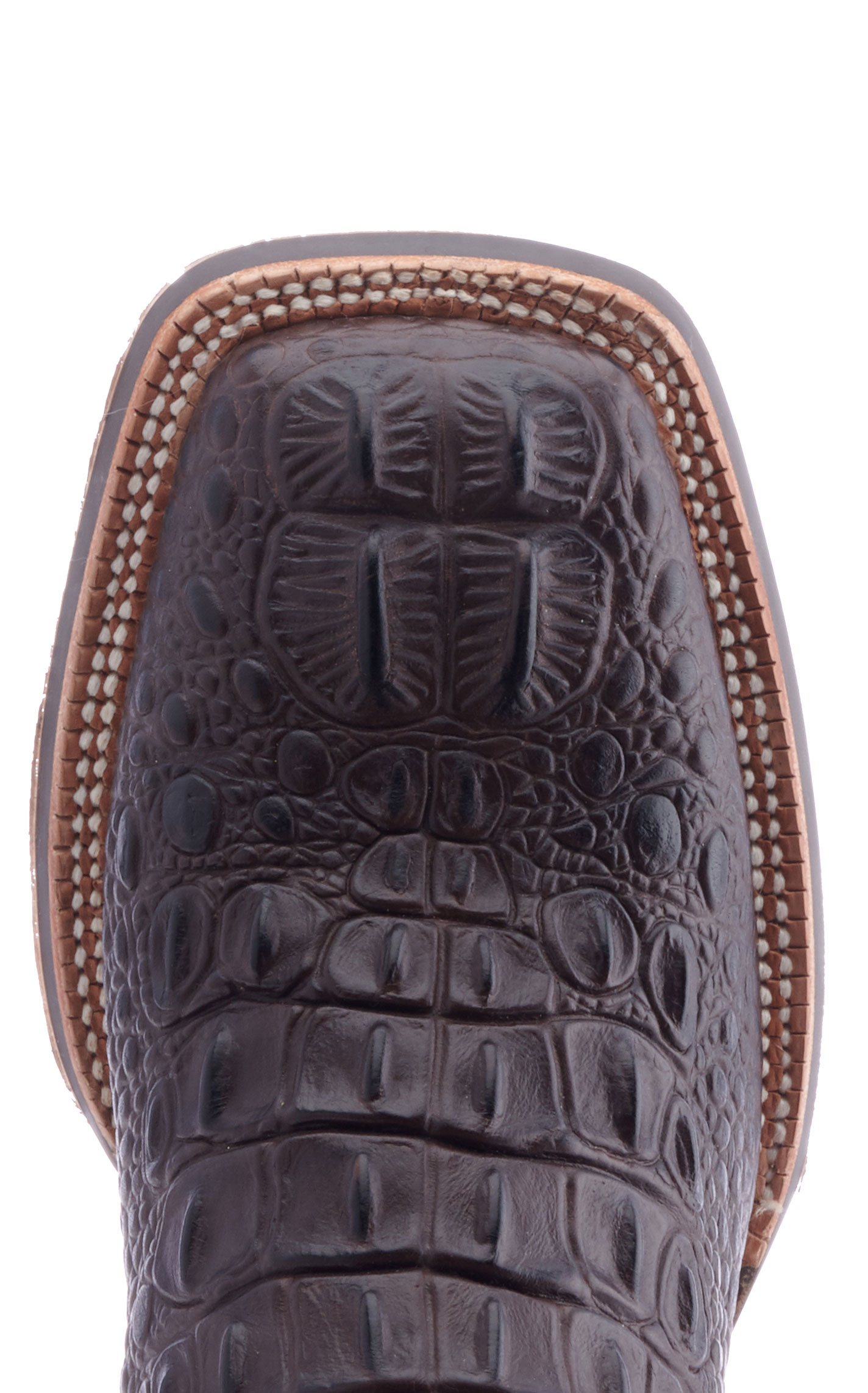 Cavender's Men's Intrepid Chocolate Hornback Alligator Print Wide Square Toe Cowboy Boot - Image 1