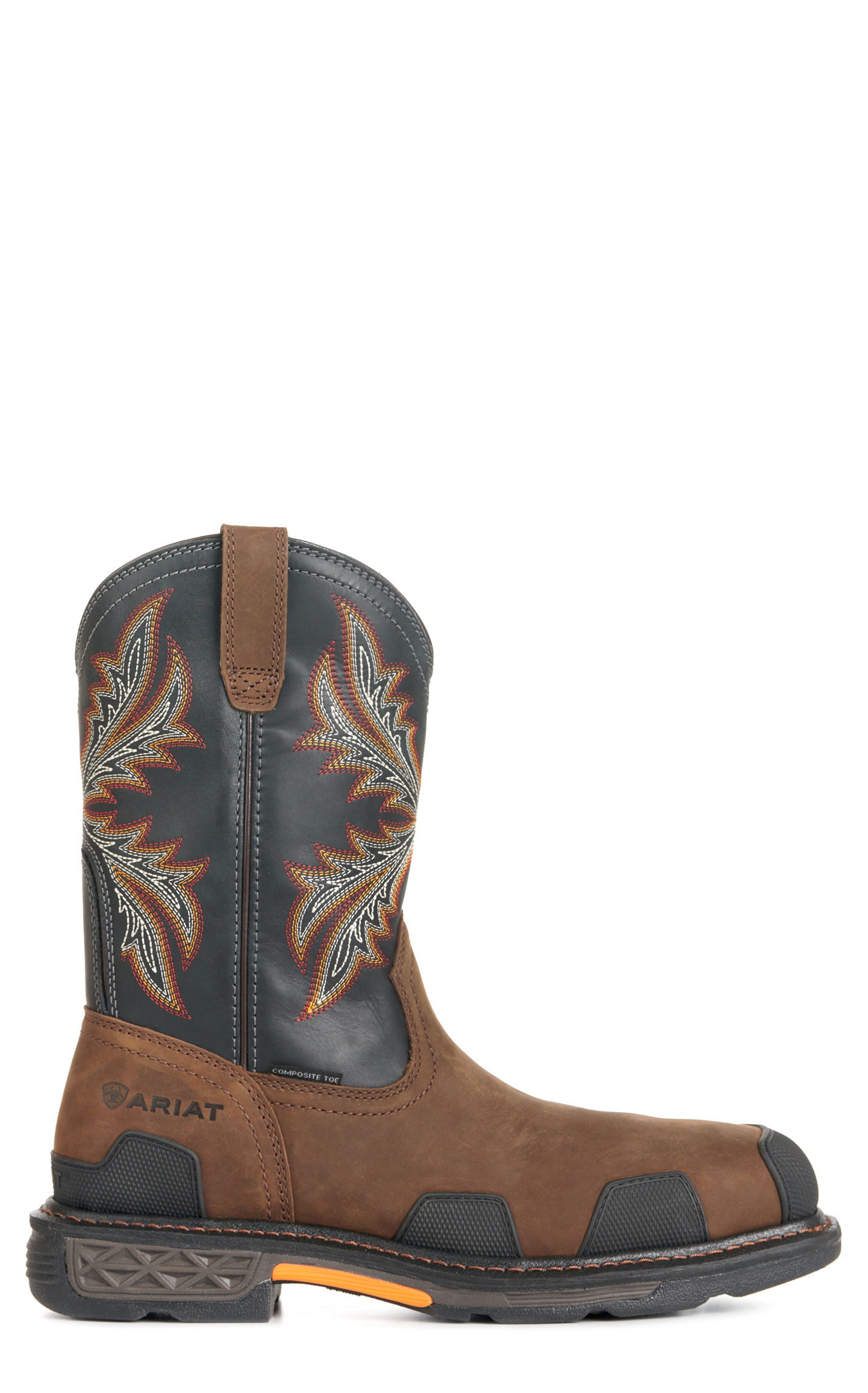Ariat Men's OverDrive Dark Brown and Black Wide Square Composite Toe Work Boots - Image 1