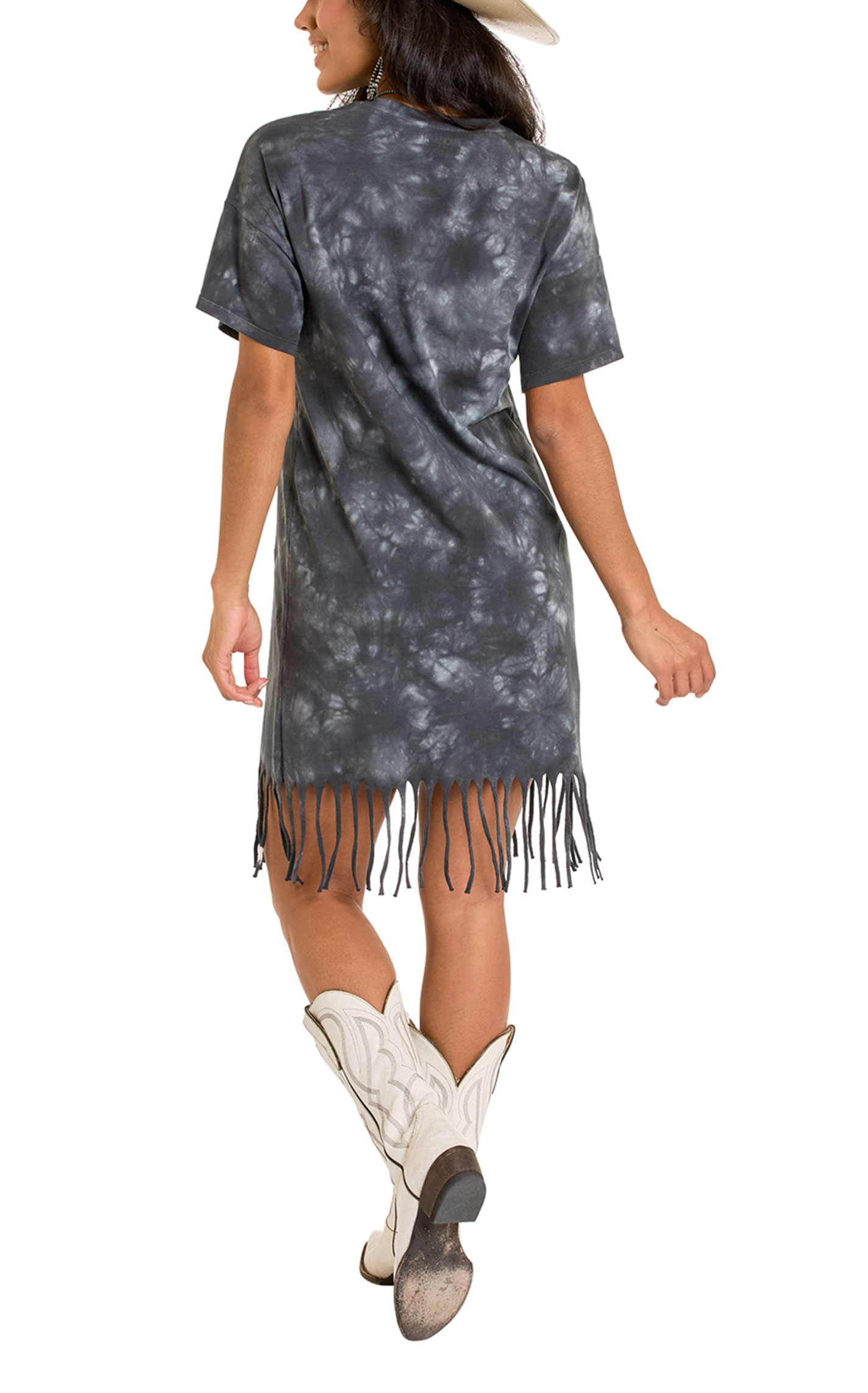 Rock & Roll Denim Women's Black Graphic Fringe Mini Dress - Image 1