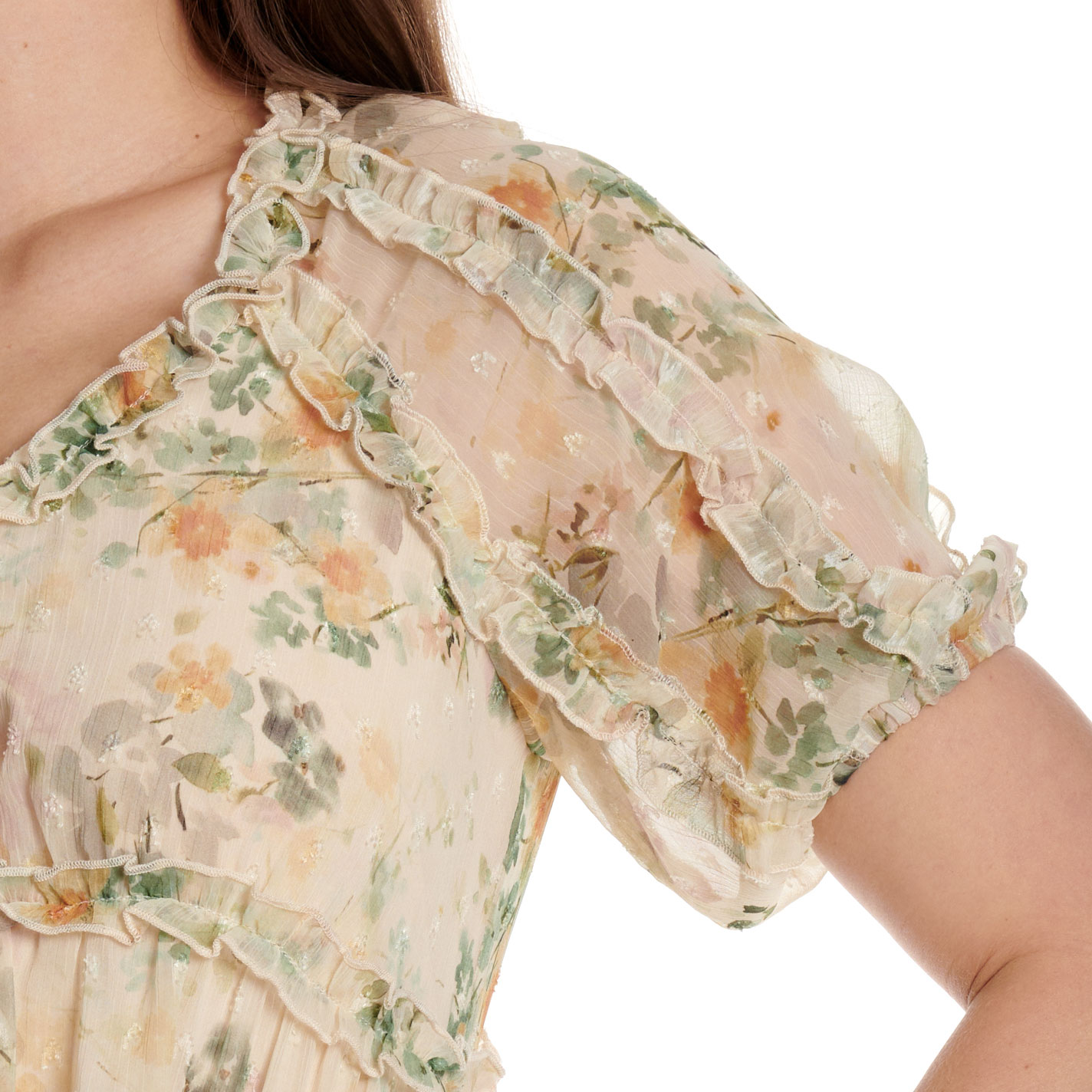 Blue B Women's Tan & Sage Floral Print Dress - Image 3