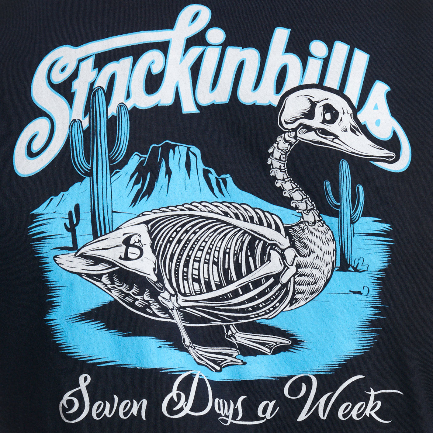 Stackin Bills Men's Navy Duck Skull Graphic T-Shirt - Image 2