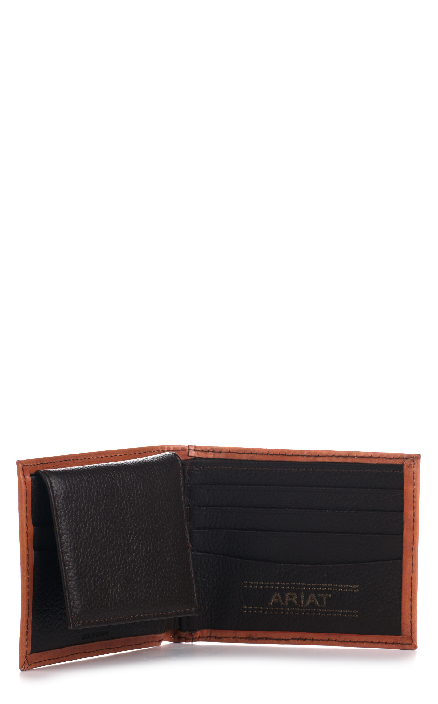 Ariat Men's Cinnamon Floral Tooled Bi-fold Wallet - Image 1