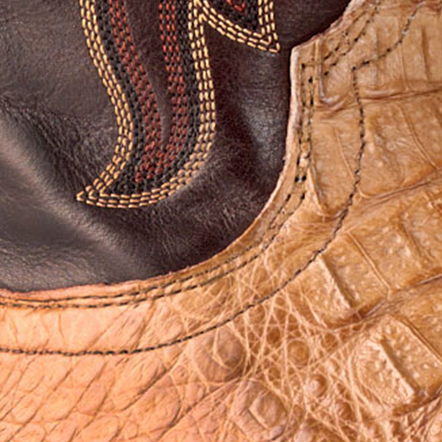 Lucchese Men's Burnished Coffee Hornback Caiman Wide Square Toe Boots - Image 1