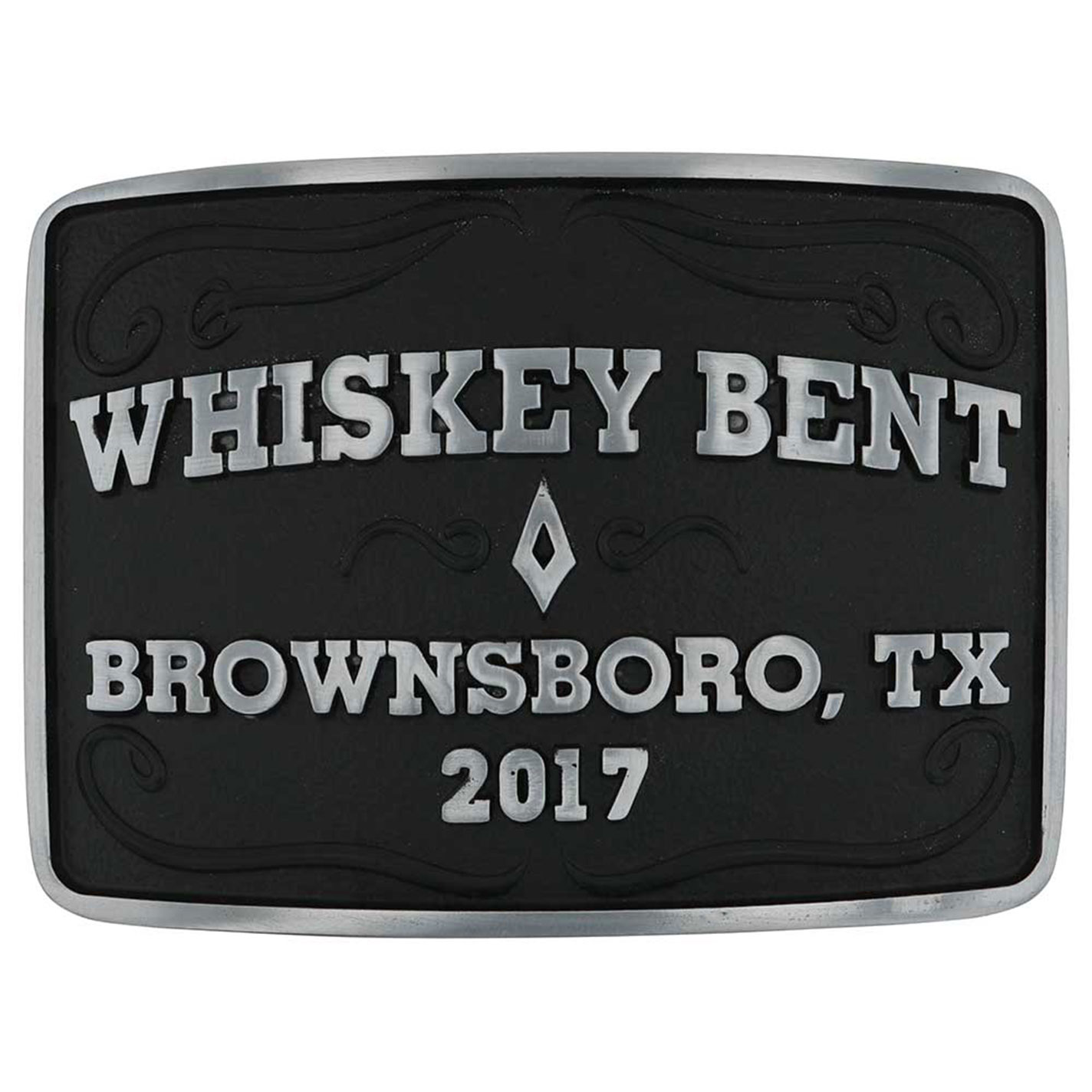 Montana Silversmiths Silver & Black Whiskey Bent Belt Buckle - Image 1