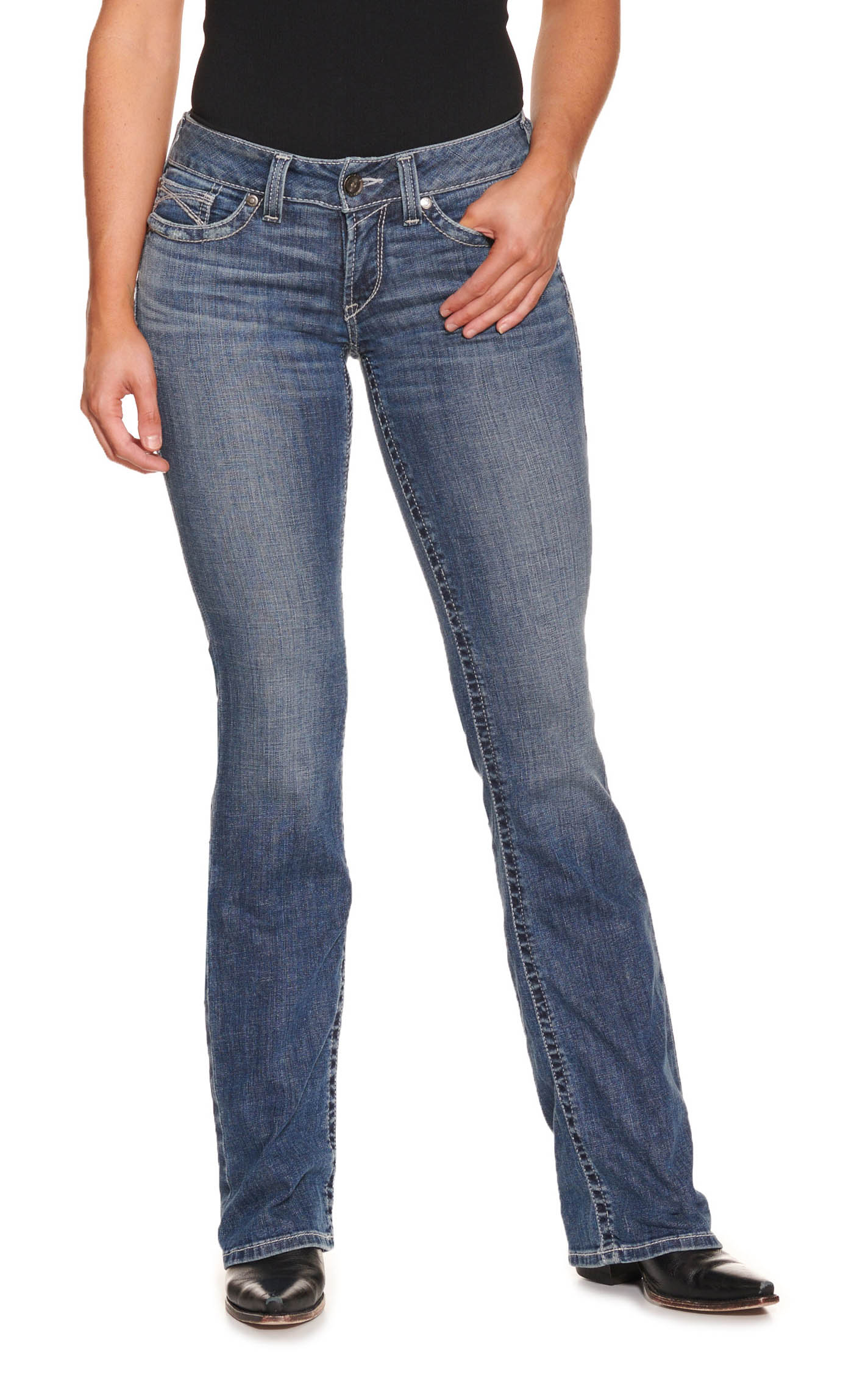 Ariat Women's R.E.A.L. Raquel Canadian Medium Wash Mid Rise Bootcut Jeans - Image 1
