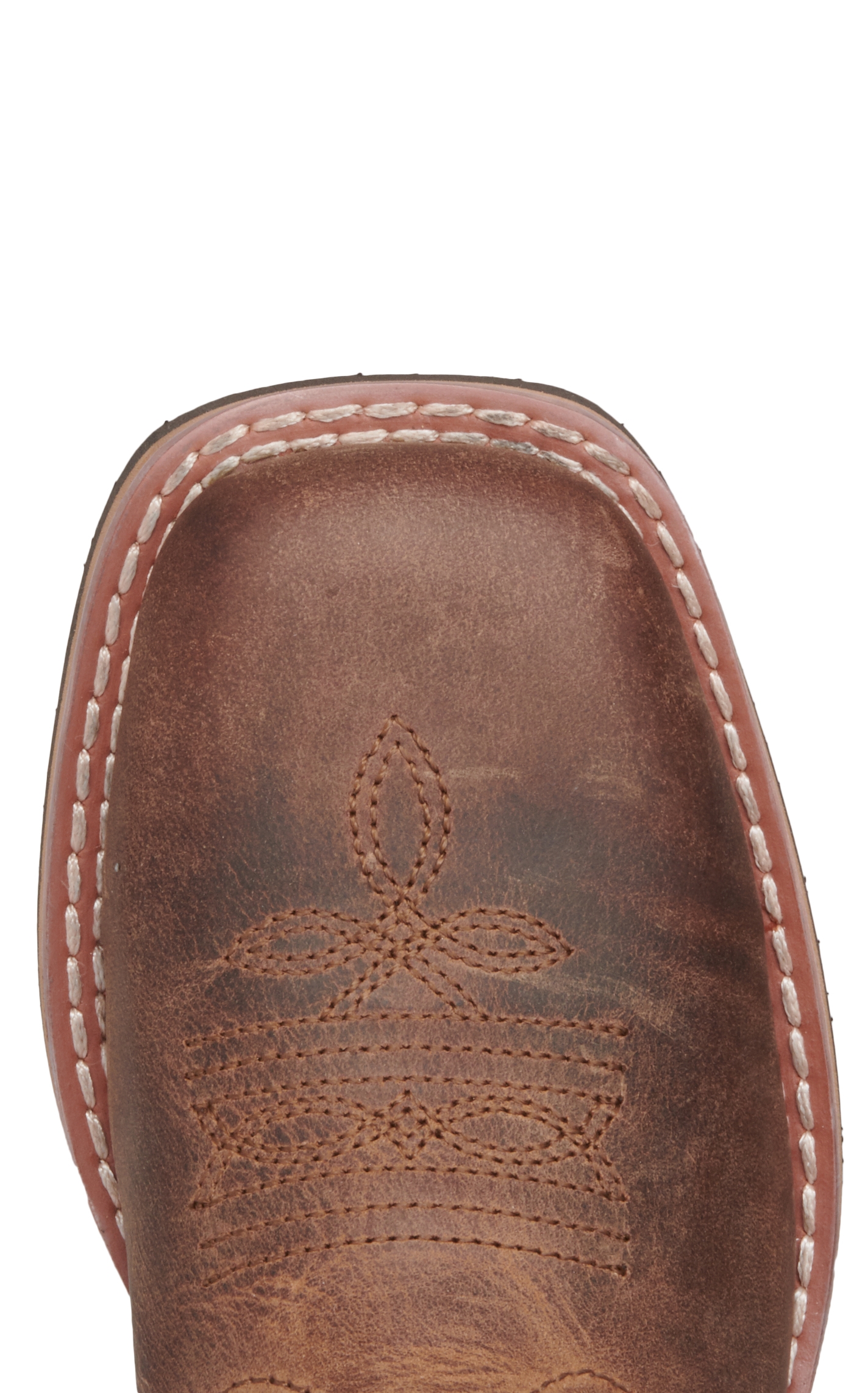 Smoky Mountain Kids Distressed Brown with Barbwire Embroidery Wide Square Toe Cowboy Boots - Image 1