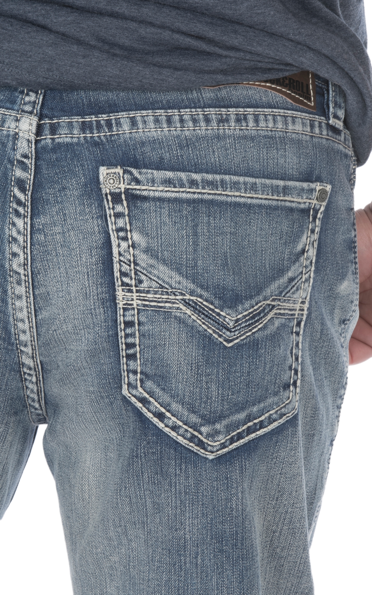 Rock & Roll Denim Men's Double Barrel Light Wash Relaxed Fit Boot Cut Jeans - Image 1