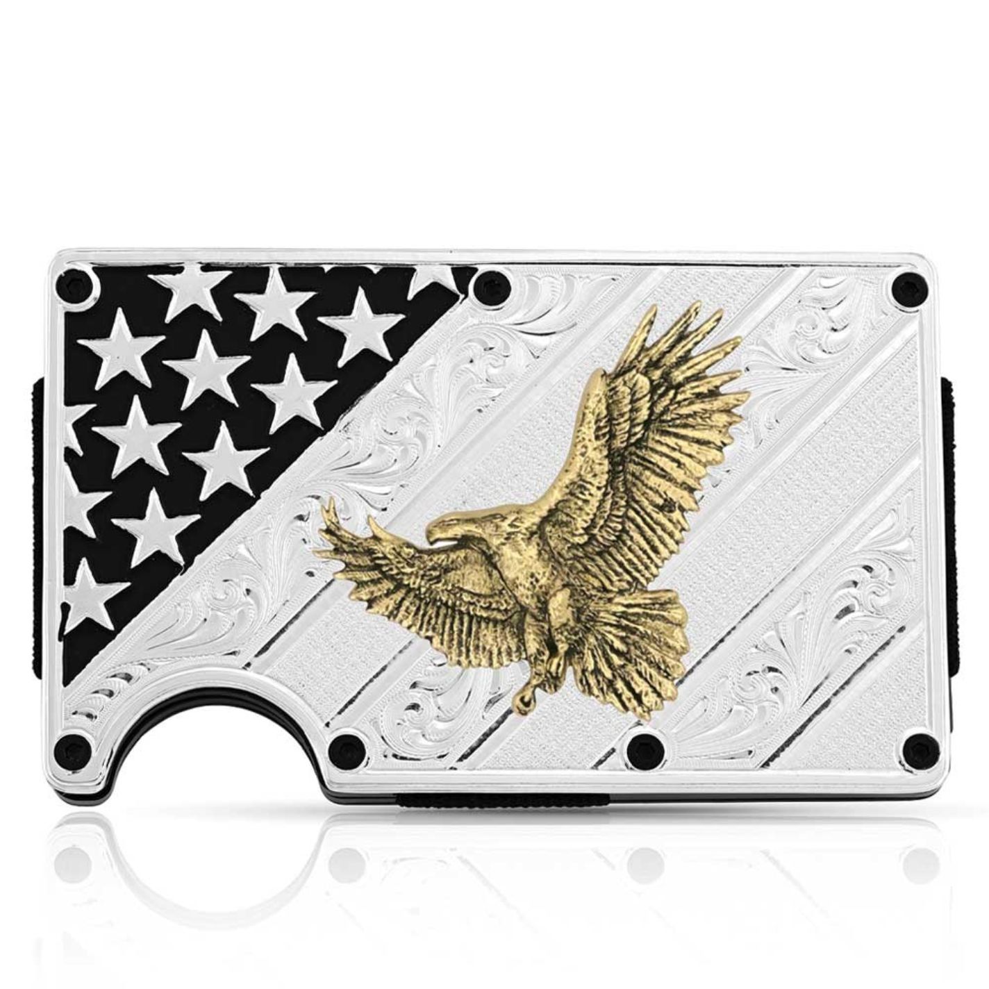 Montana Silversmiths American Made Silver Flag Gold Eagle Credit Card Holder - Image 1