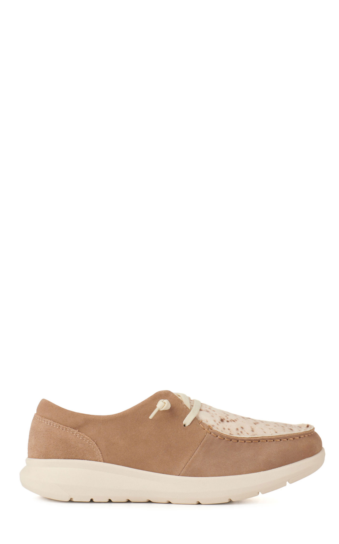 Ariat Women's Hilo Beige Leather and Spotted Hair on Hide Lace Up Casual Shoes - Image 1
