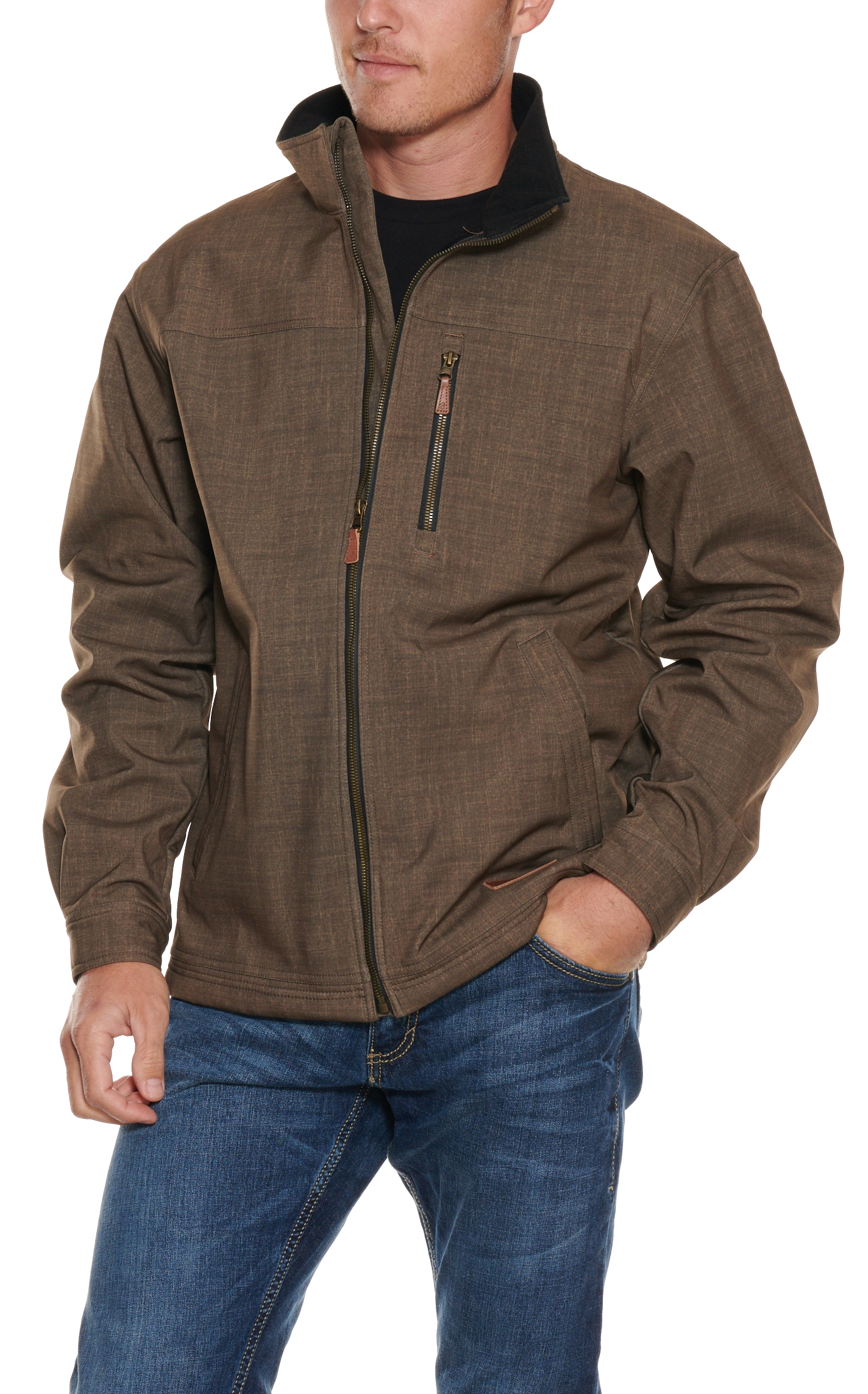 Rafter C Men's Heather Brown Concealed Carry Bonded Jacket - Image 1