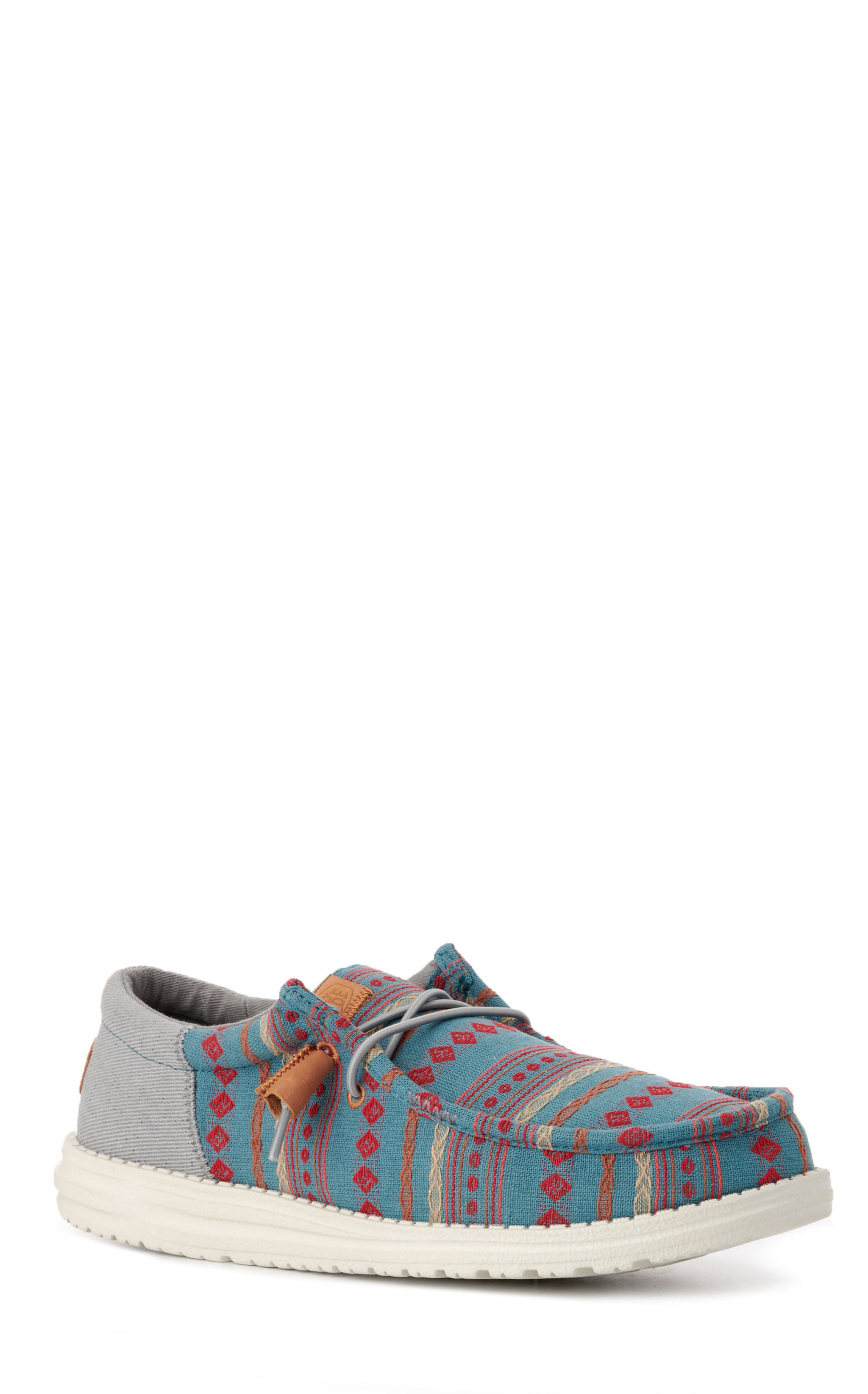 Hey Dude Men's Wally Funk Sea Blue Vintage Blanket Lace Up Casual Shoes - Image 1