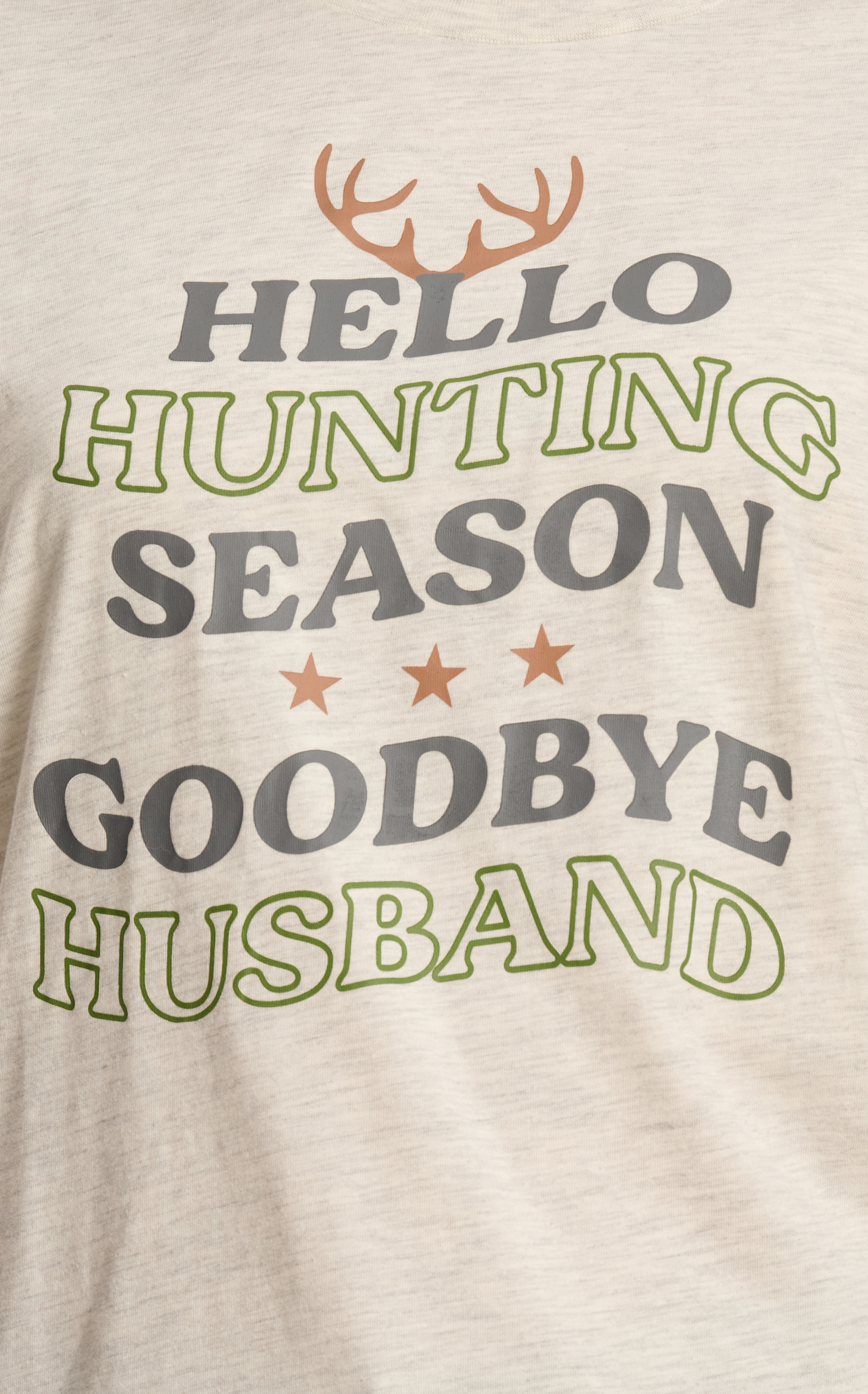 Kindness & Confetti Women's Light Gray Hello Hunting Graphic T-Shirt - Image 1