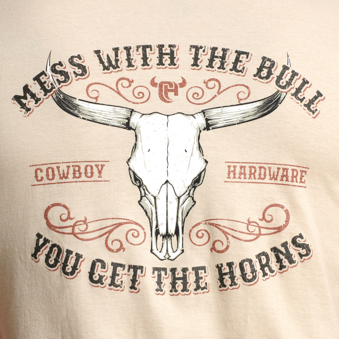 Cowboy Hardware Men's Sand Mess With The Bull Graphic T-Shirt - Image 1