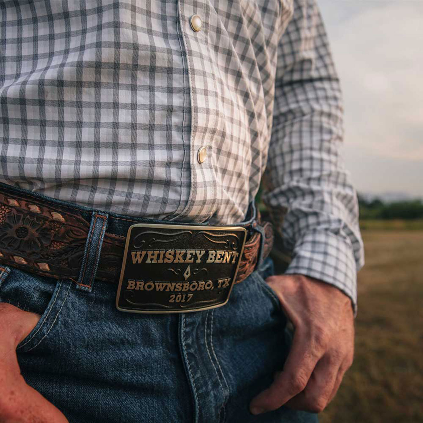 Montana Silversmiths Silver & Black Whiskey Bent Belt Buckle - Image 1