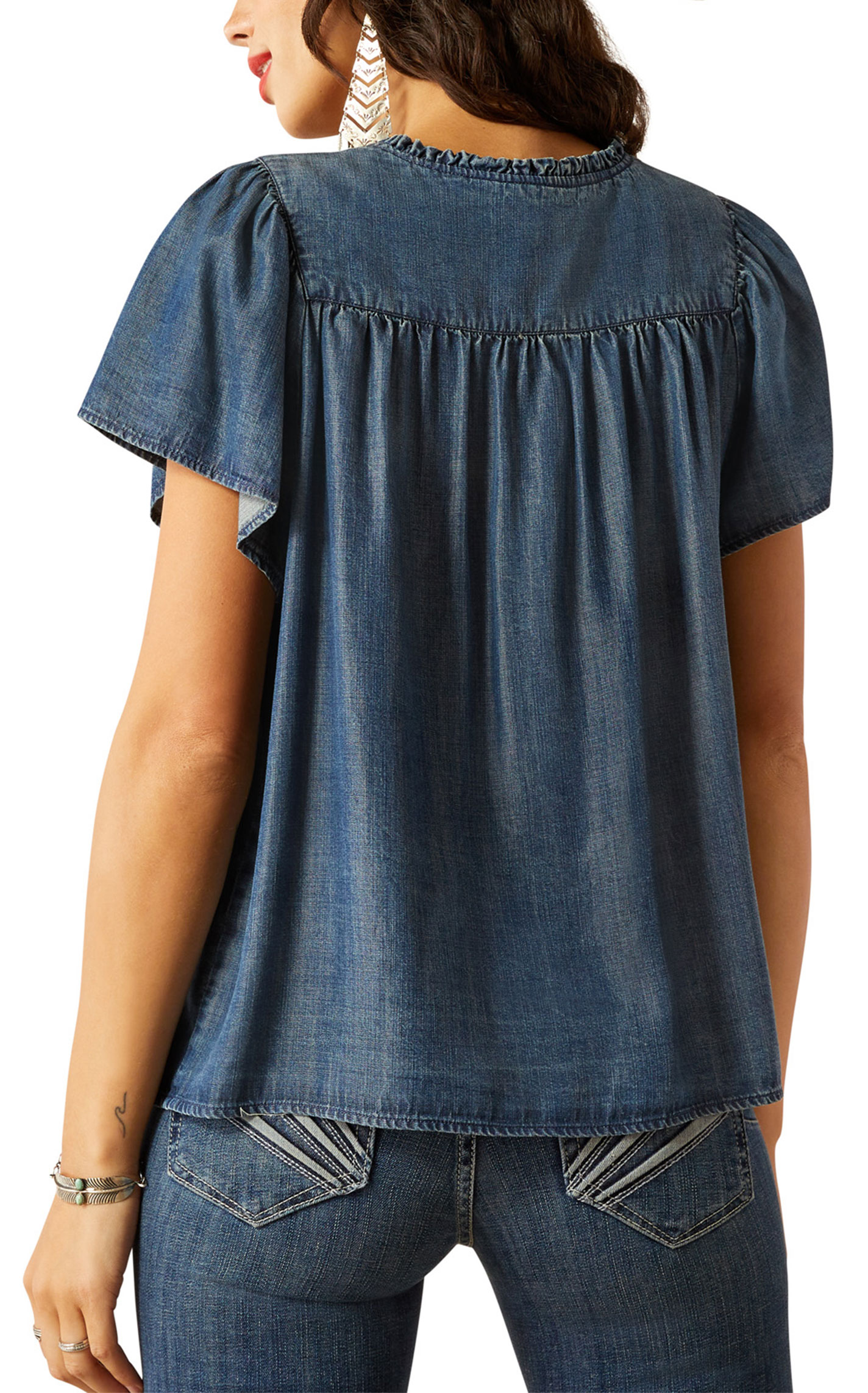 Ariat Women's Emma Medium Denim Blue Top - Image 1