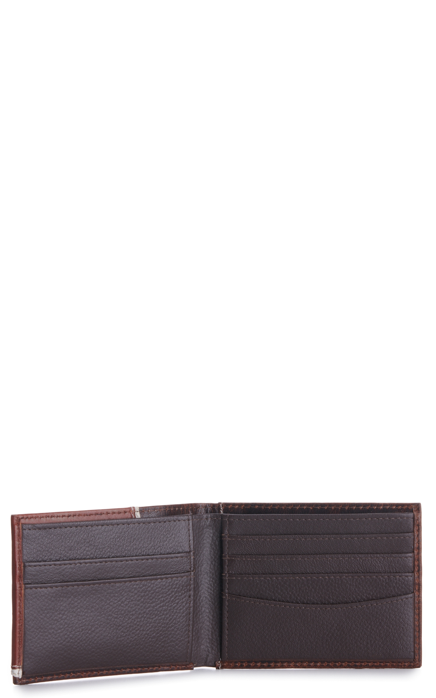 Ariat Men's Brown with Tan Overlay and Embossed Shield Logo Bifold Wallet - Image 1