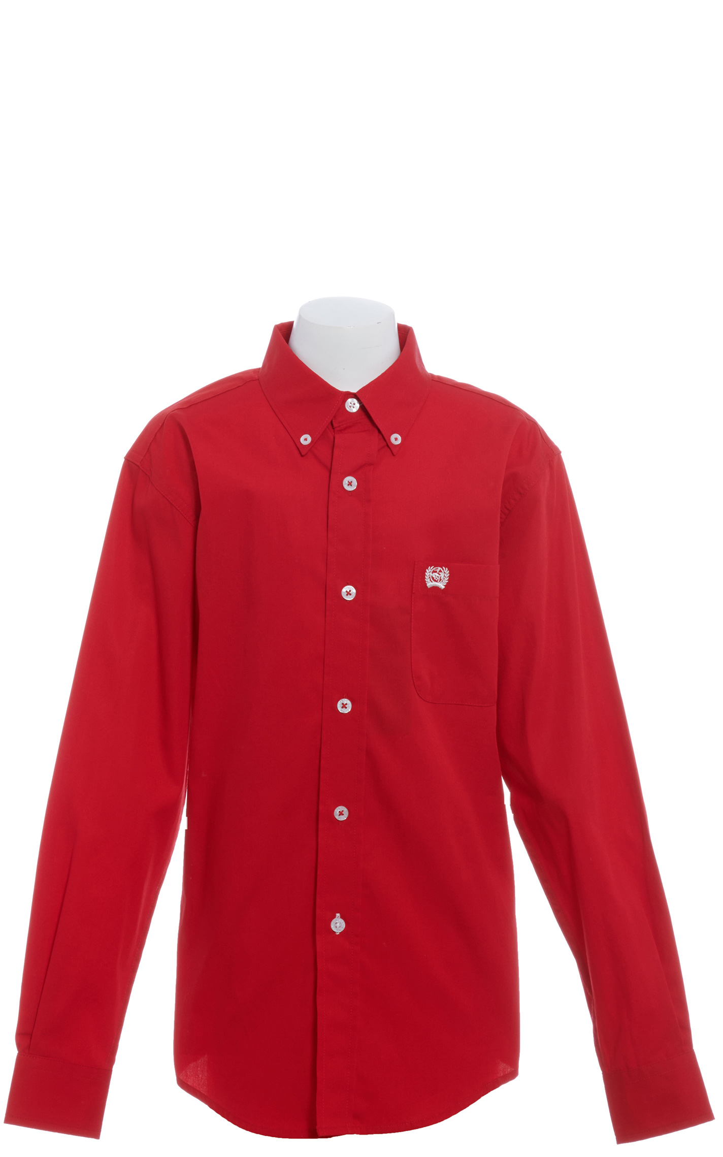 Cinch Boys' Solid Red Fine Weave Long Sleeve Western Shirt - Image 1