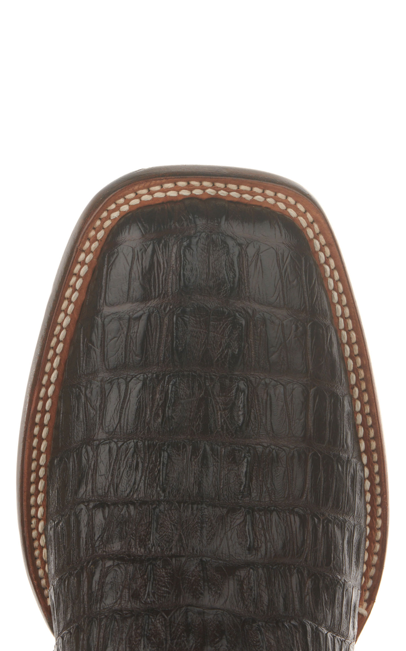 Black Jack Men's Tan Maddog and Chocolate Caiman Tail Square Toe Exotic Cowboy Boots - Image 1