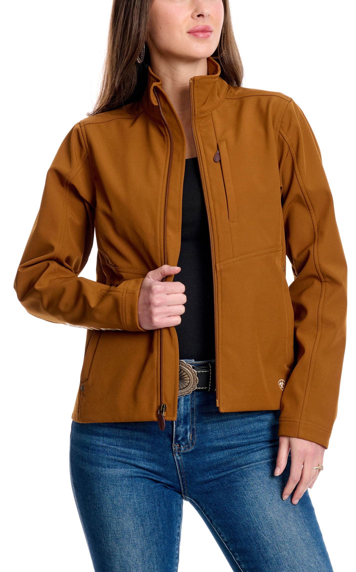 Ariat Women's Chestnut Logo Team Softshell Jacket - Plus Sizes - Image 1
